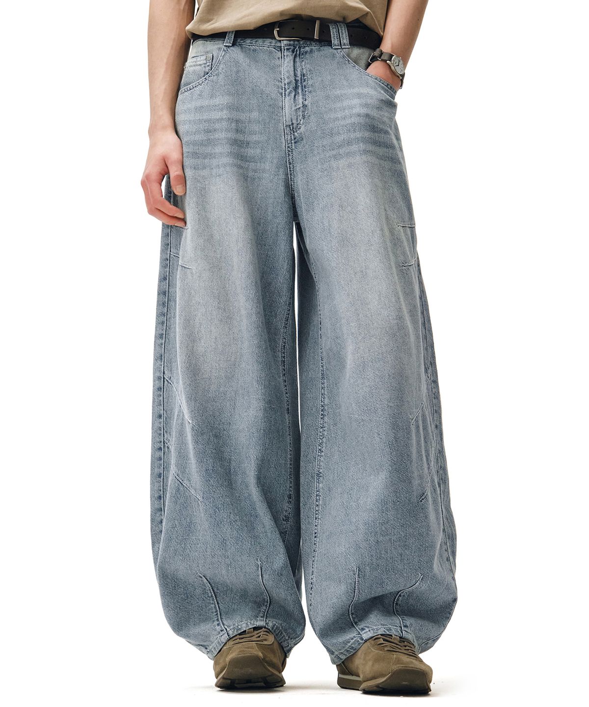 데케트(DECET) [린넨라이크]Linen Like Ballon Wide Jeans DCPT060Lightblue