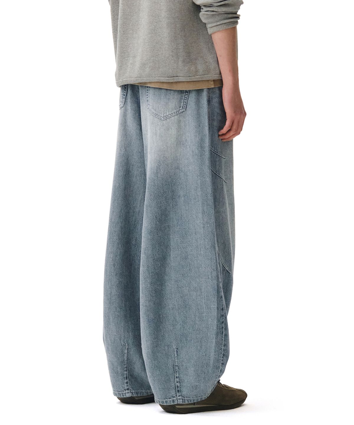 데케트(DECET) [린넨라이크]Linen Like Ballon Wide Jeans DCPT060Lightblue