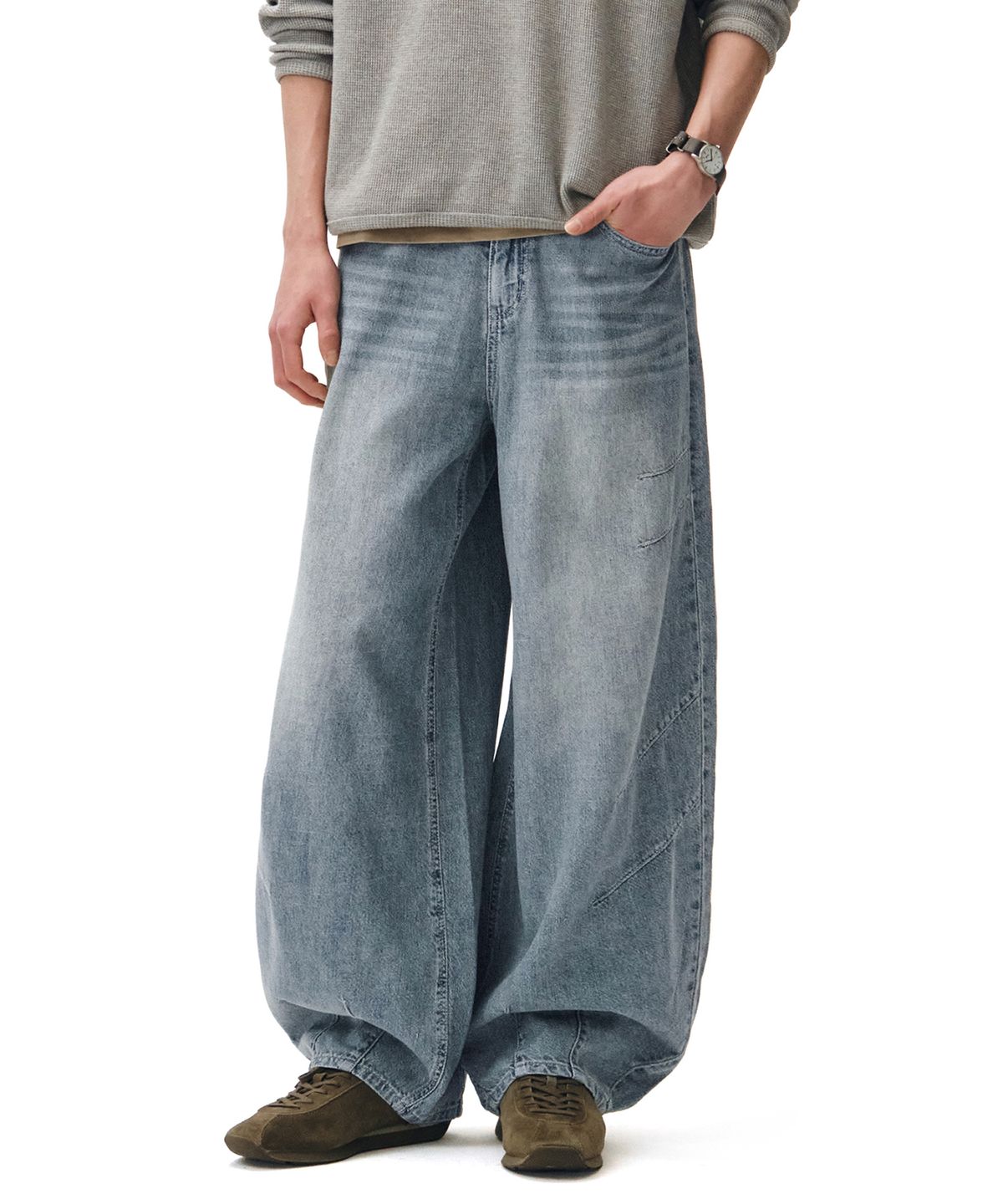 데케트(DECET) [린넨라이크]Linen Like Ballon Wide Jeans DCPT060Lightblue