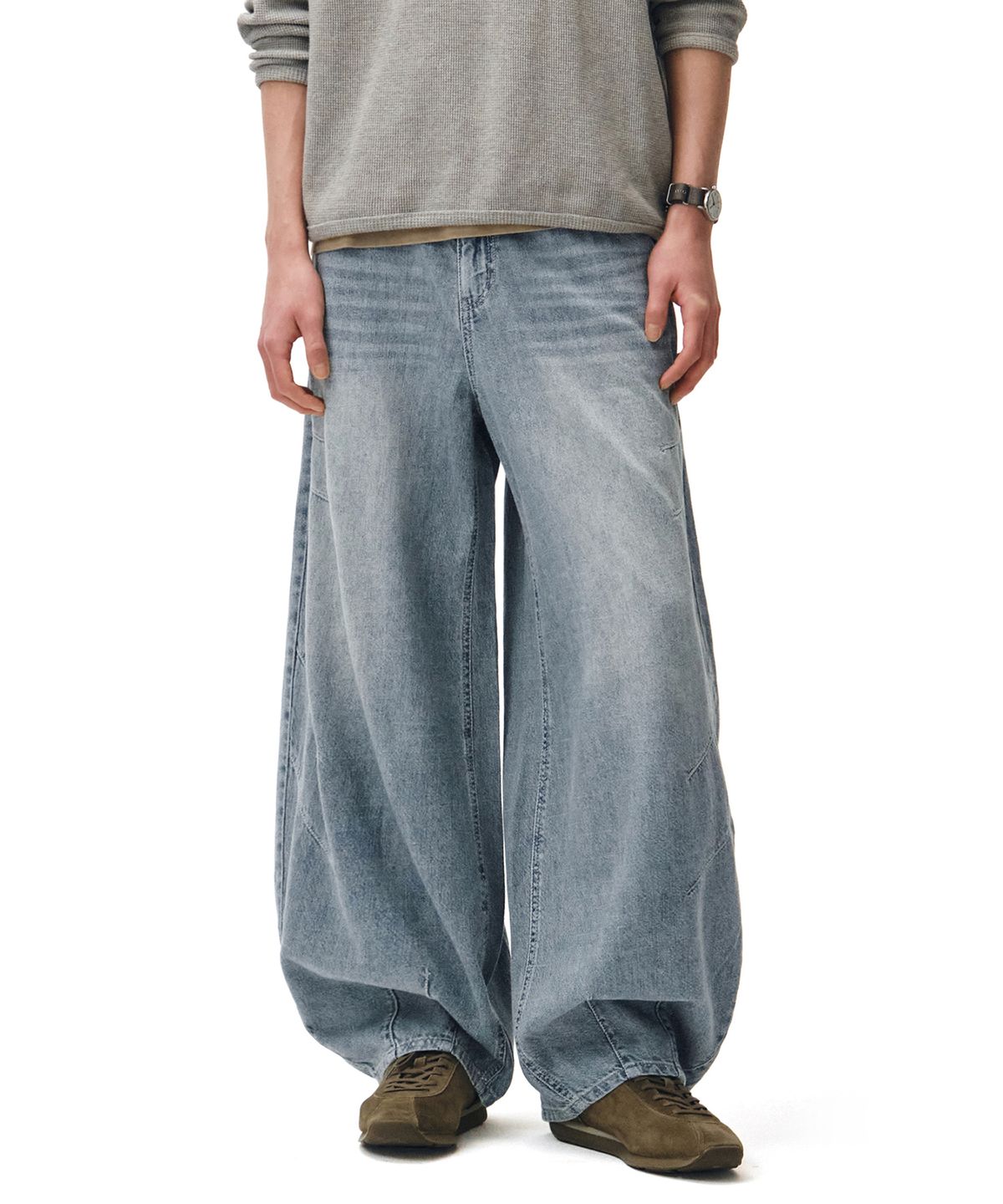 데케트(DECET) [린넨라이크]Linen Like Ballon Wide Jeans DCPT060Lightblue