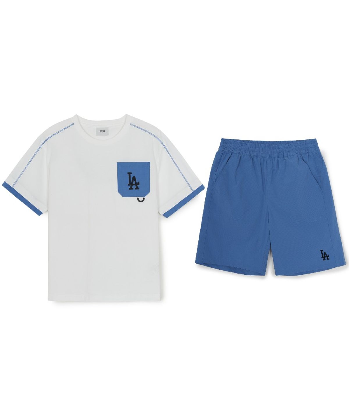 엠엘비 키즈(MLB KIDS) 아웃도어 베이직 포켓 레이어드 티셔츠세트 LA (Blue)