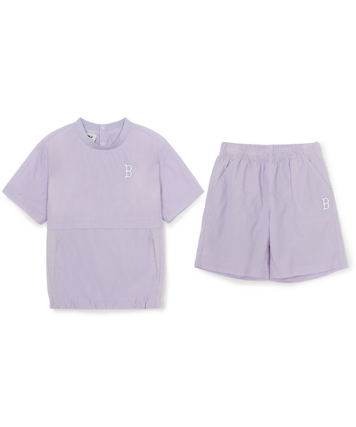 엠엘비 키즈(MLB KIDS) 아웃도어 베이직 우븐 티셔츠세트 BOS (Lavender)