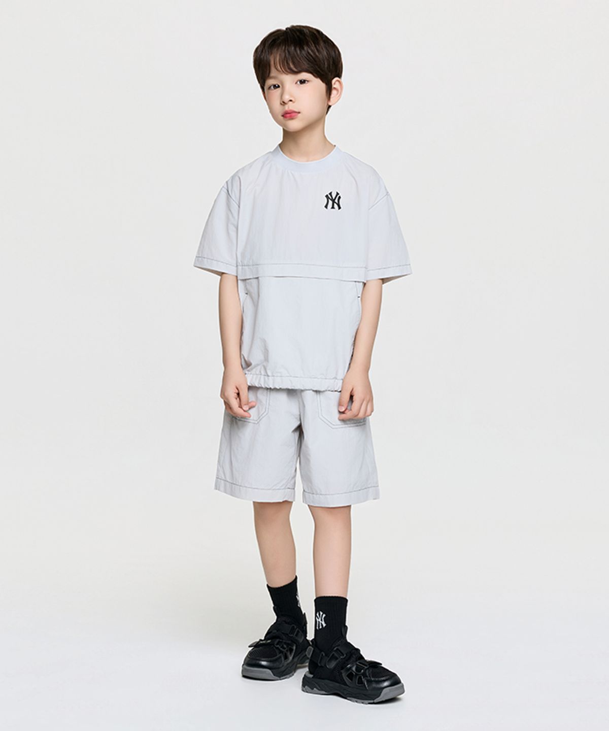 엠엘비 키즈(MLB KIDS) 아웃도어 베이직 우븐 티셔츠세트 NY (L.Grey)
