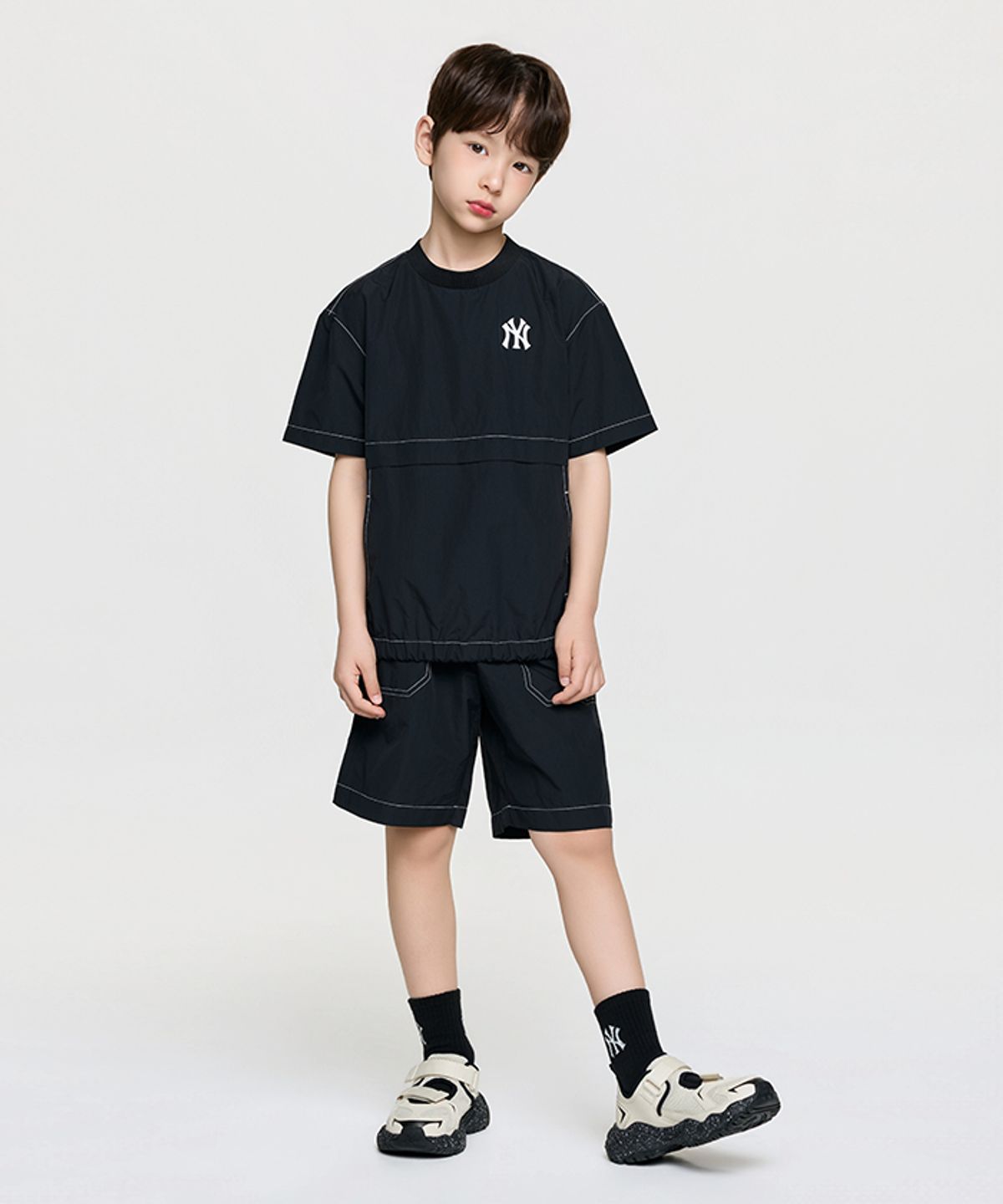 엠엘비 키즈(MLB KIDS) 아웃도어 베이직 우븐 티셔츠세트 NY (Black)