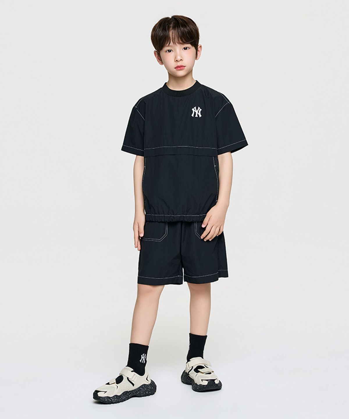 엠엘비 키즈(MLB KIDS) 아웃도어 베이직 우븐 티셔츠세트 NY (Black)