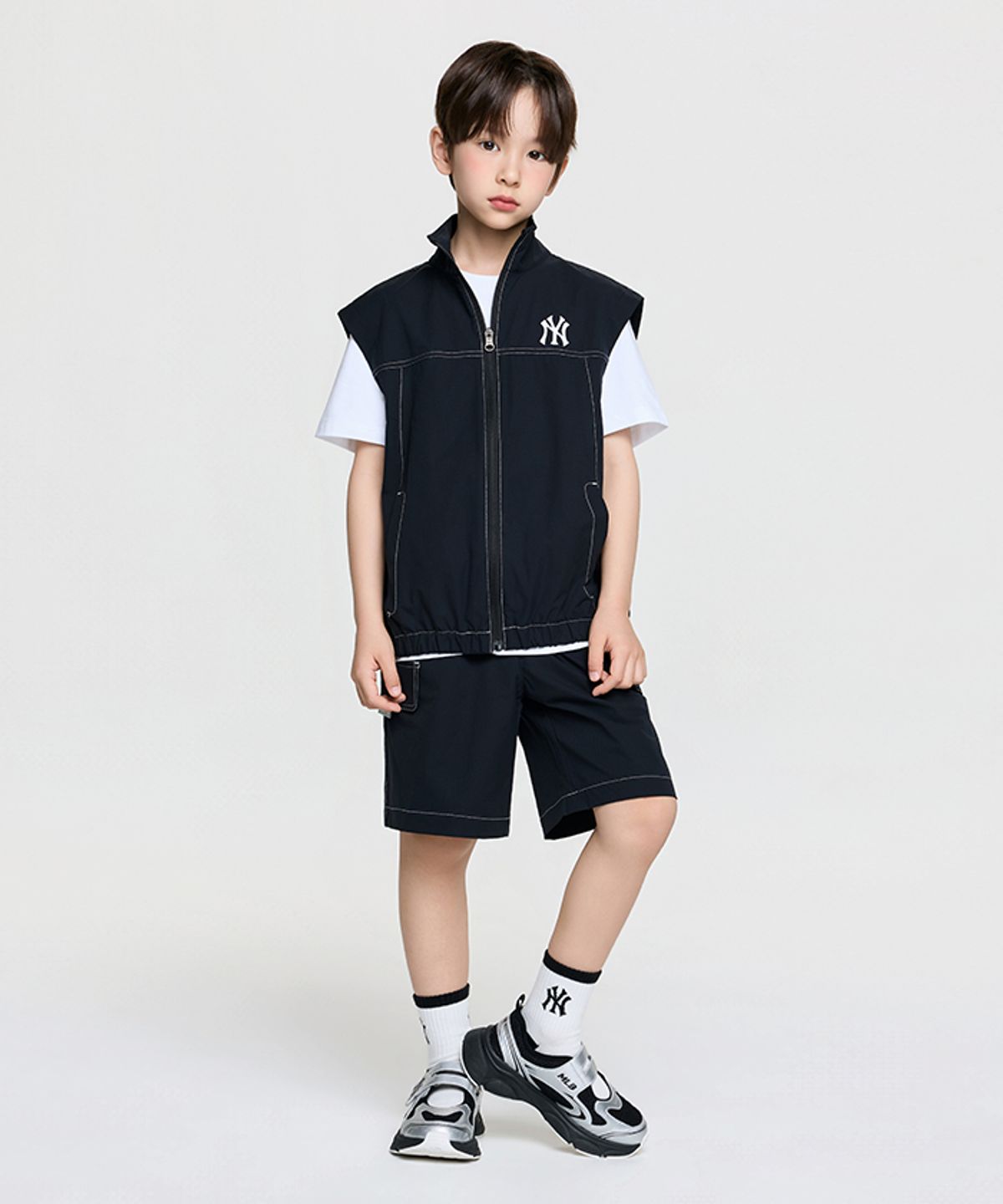 엠엘비 키즈(MLB KIDS) 스트릿 베이직 집업조끼 3 세트 NY (Black)