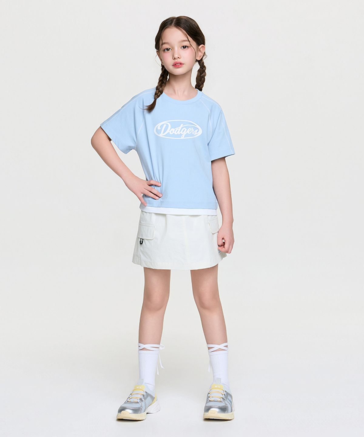 엠엘비 키즈(MLB KIDS) 아웃도어 베이직 치마바지 티셔츠세트(여아) LA (L.Blue)