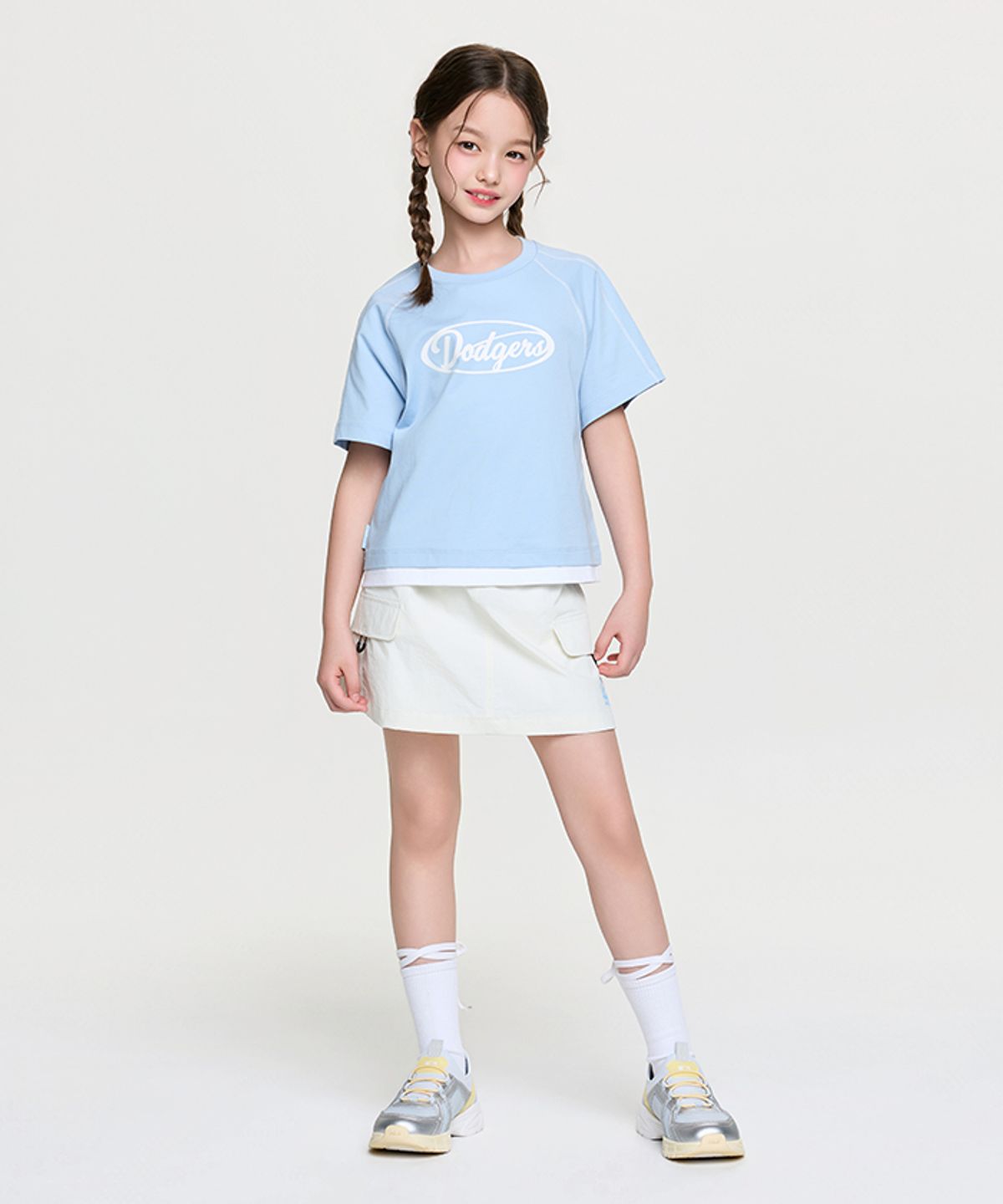 엠엘비 키즈(MLB KIDS) 아웃도어 베이직 치마바지 티셔츠세트(여아) LA (L.Blue)