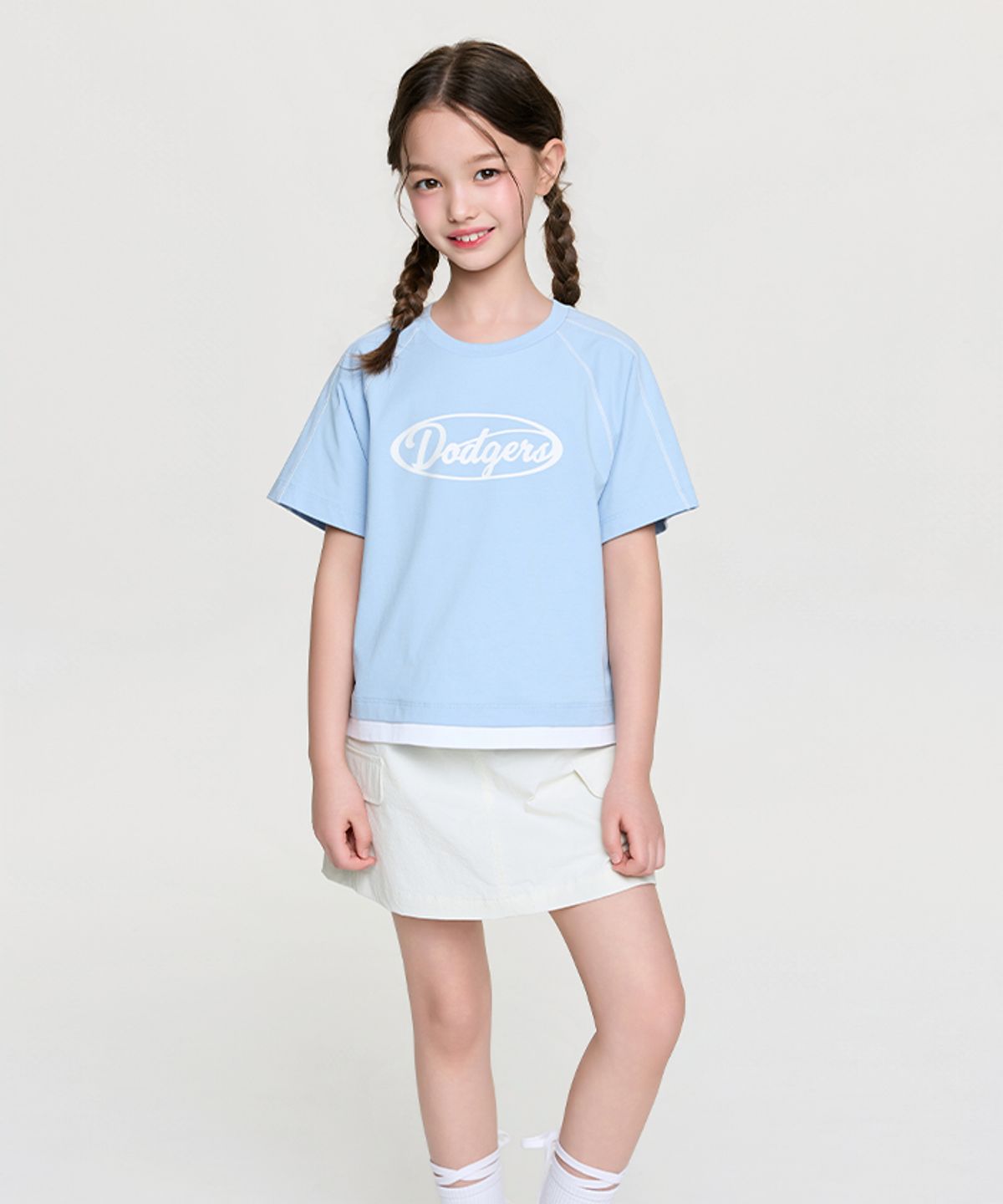 엠엘비 키즈(MLB KIDS) 아웃도어 베이직 치마바지 티셔츠세트(여아) LA (L.Blue)