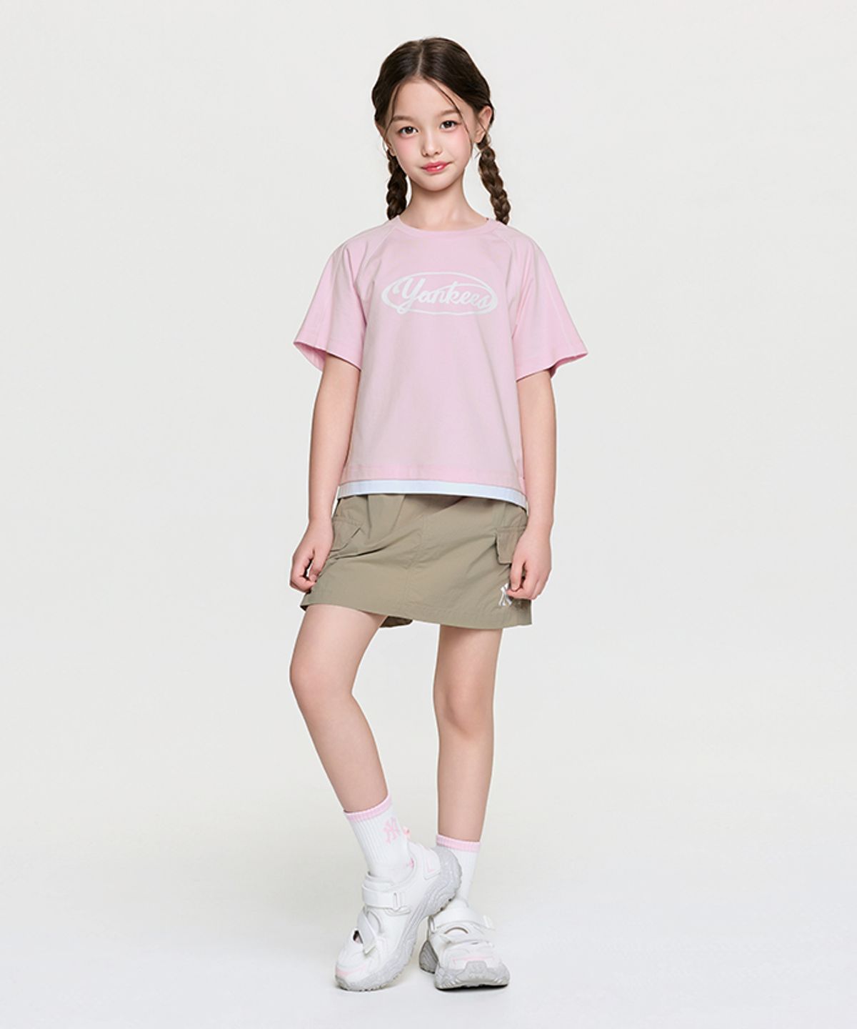 엠엘비 키즈(MLB KIDS) 아웃도어 베이직 치마바지 티셔츠세트(여아) NY (L.Pink)