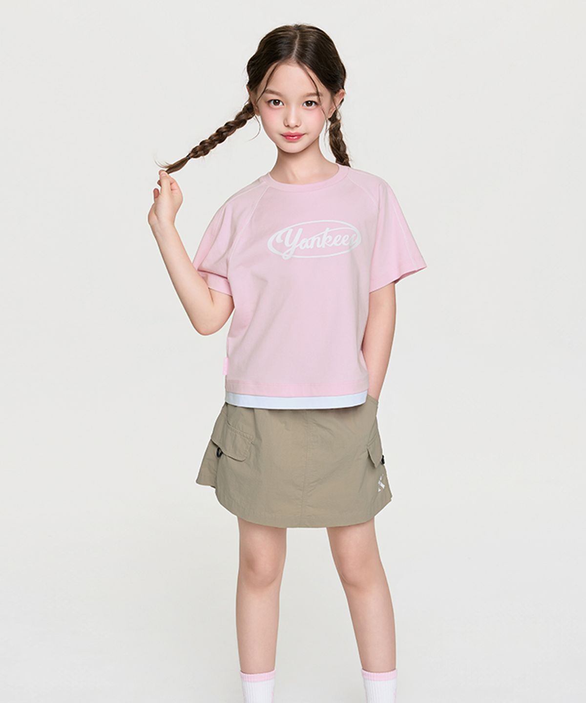 엠엘비 키즈(MLB KIDS) 아웃도어 베이직 치마바지 티셔츠세트(여아) NY (L.Pink)