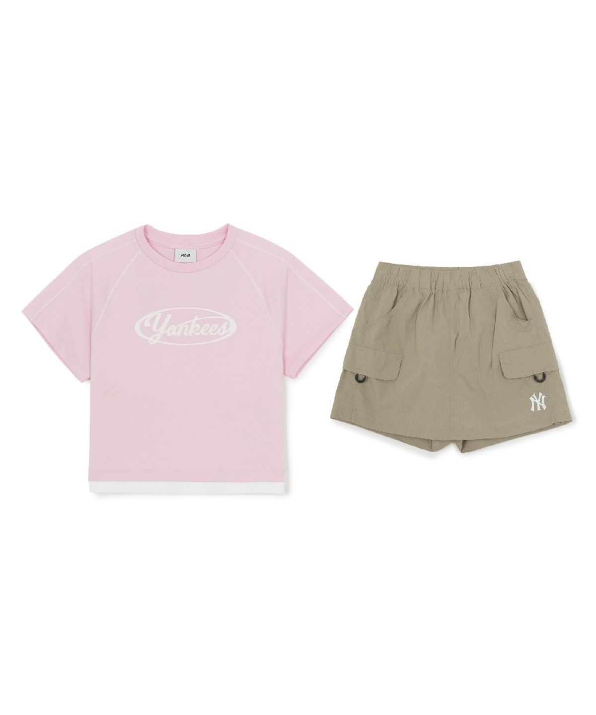 엠엘비 키즈(MLB KIDS) 아웃도어 베이직 치마바지 티셔츠세트(여아) NY (L.Pink)