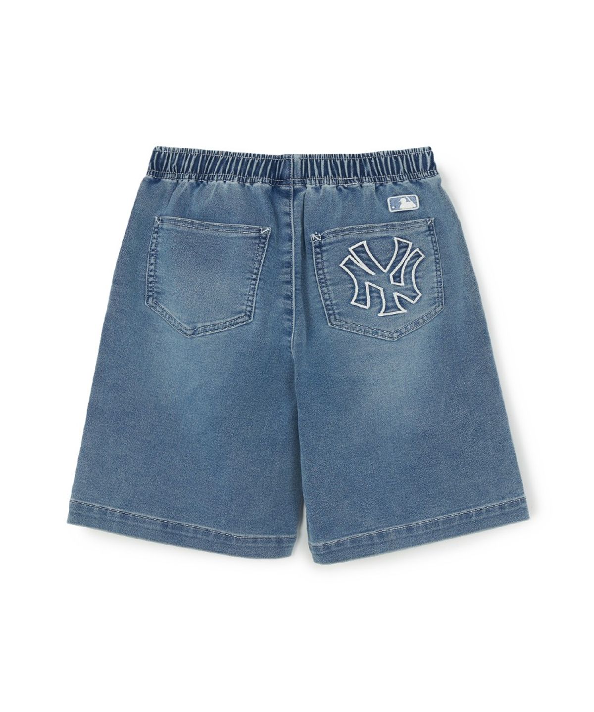 엠엘비 키즈(MLB KIDS) 베이직 저지데님 더블니 반바지 NY (Blue)