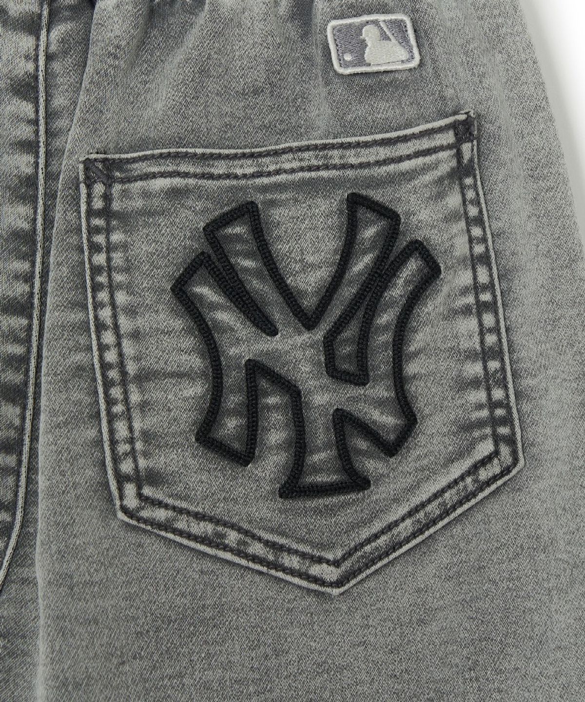 엠엘비 키즈(MLB KIDS) 베이직 저지데님 더블니 반바지 NY (L.Grey)