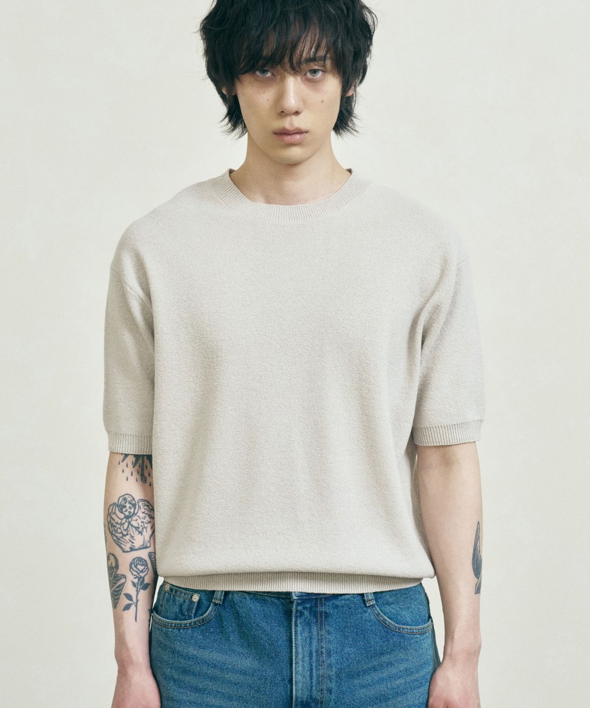 페르노브(FERNOV) 에센셜 라운드 반팔 니트 6color