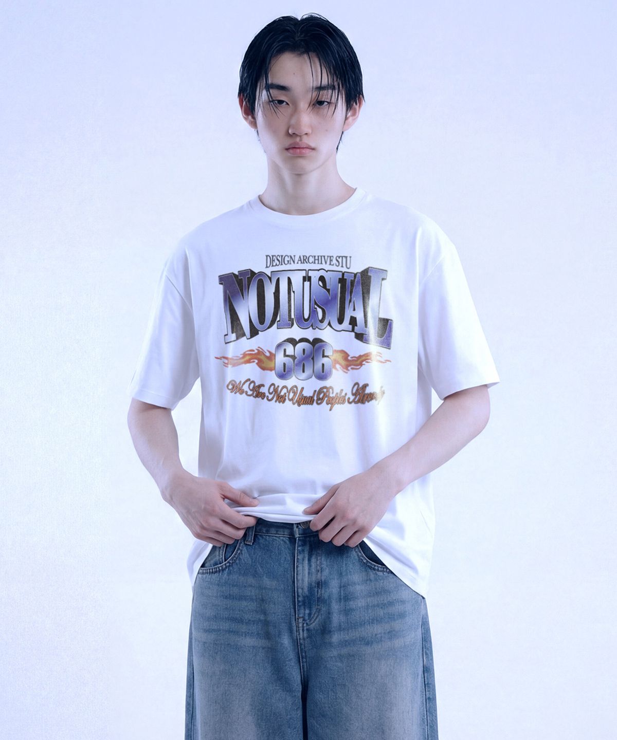 낫유즈얼(NOTUSUAL) 파이어블루 오버핏 반팔티 4color