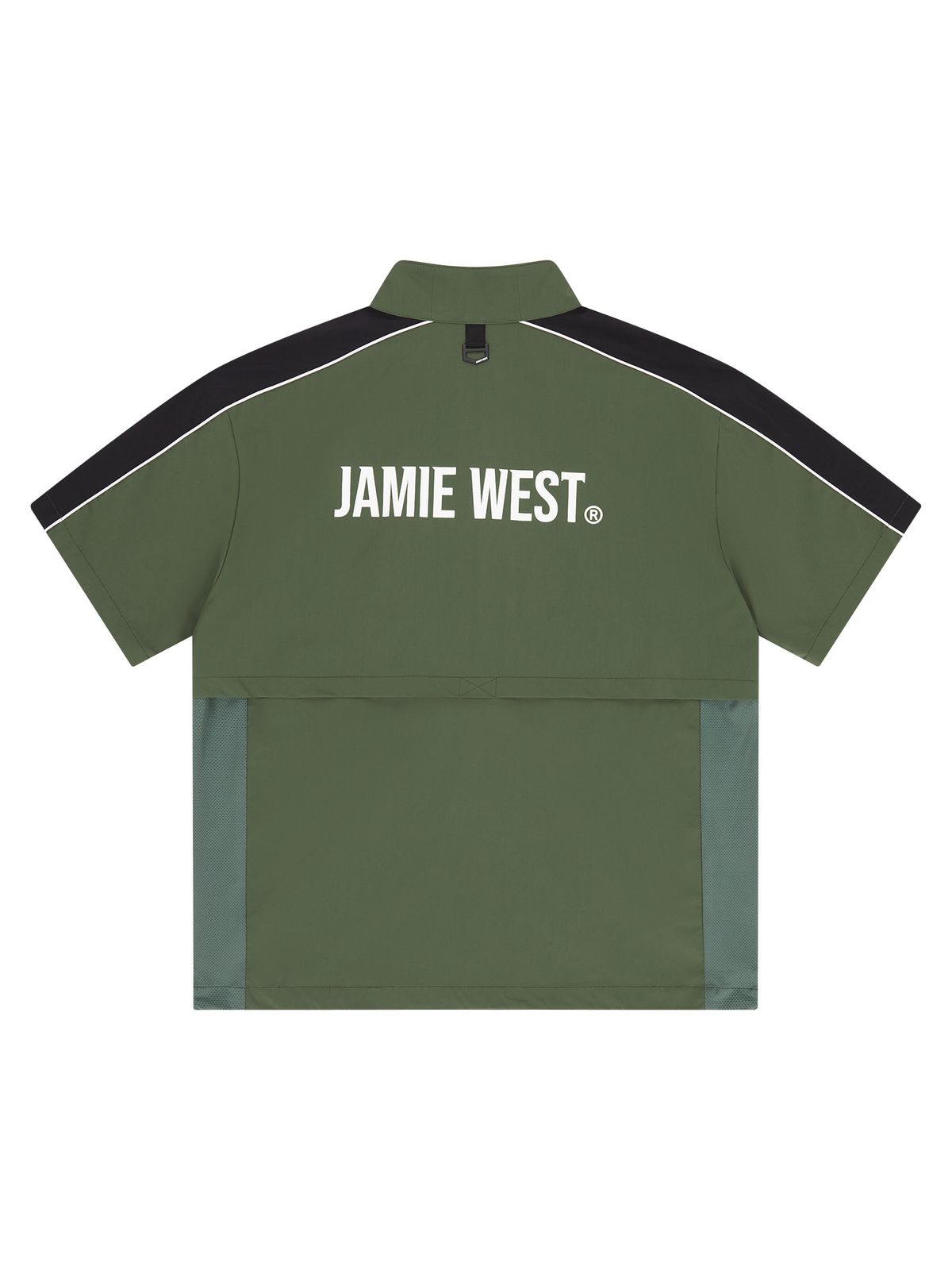 제이미웨스트(JAMIE WEST) 파이핑 벤틸레이션 하프집업 스탠드카라 티셔츠 (카키)