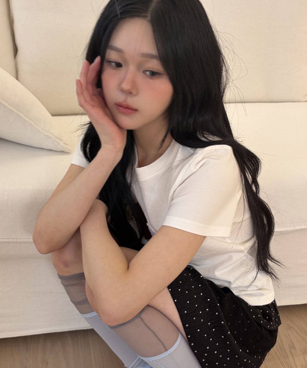 로긴 앤 로지(ROGIN N ROSIE) Leopard Point Heart Patch Cotton T-shirt White