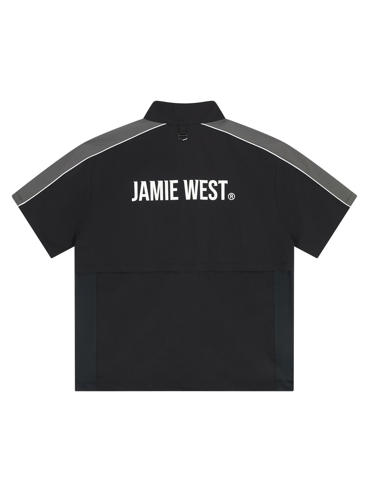 제이미웨스트(JAMIE WEST) 파이핑 벤틸레이션 하프집업 스탠드카라 티셔츠 (블랙)