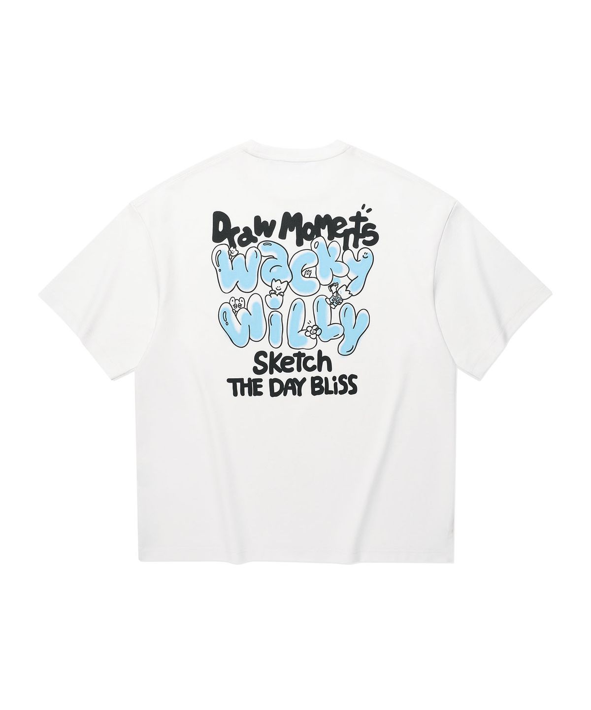 와키윌리(WACKY WILLY) 컬러 타이포 그래픽 반팔티셔츠 화이트