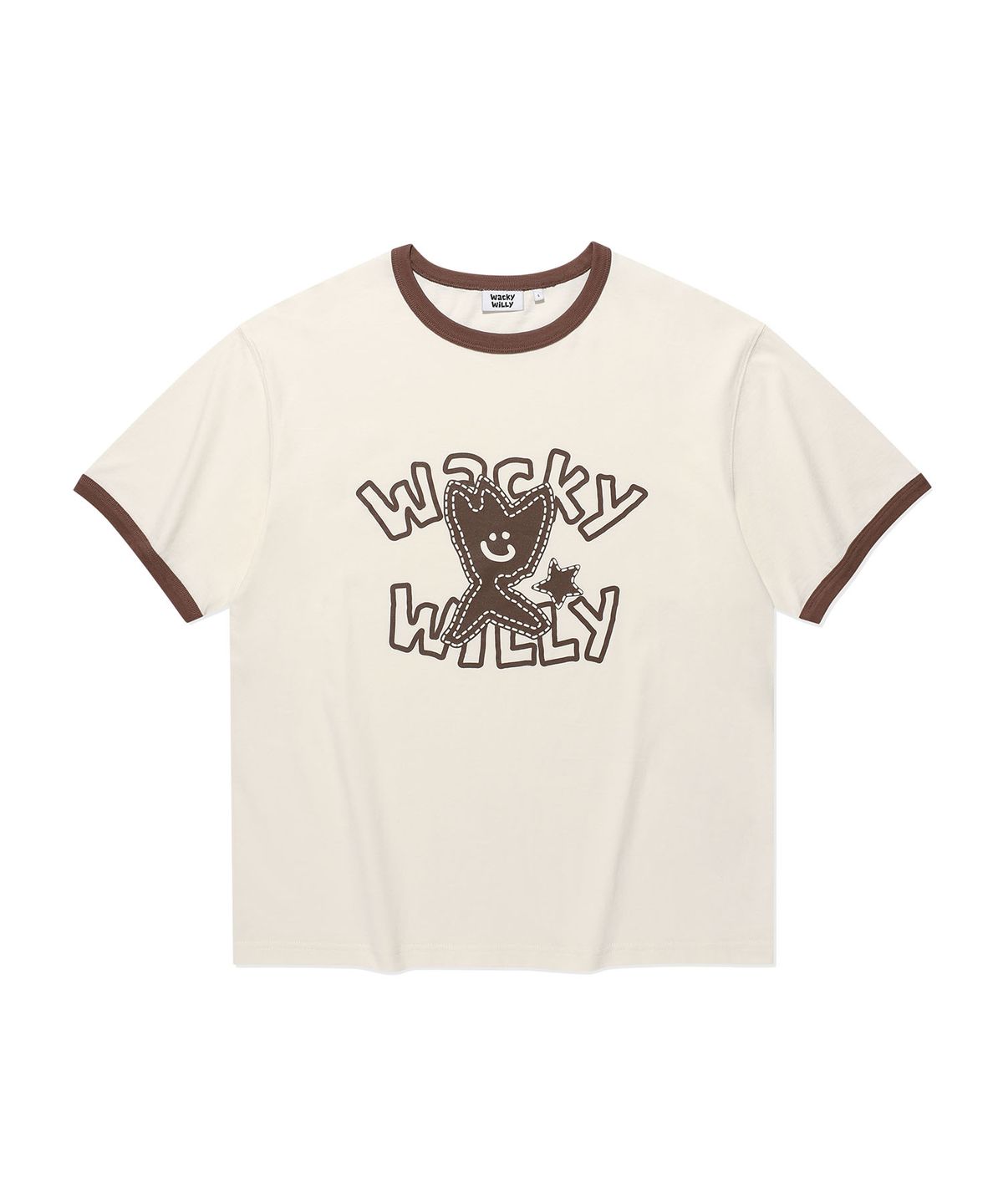 와키윌리(WACKY WILLY) 키키 링거 반팔티셔츠 브라운