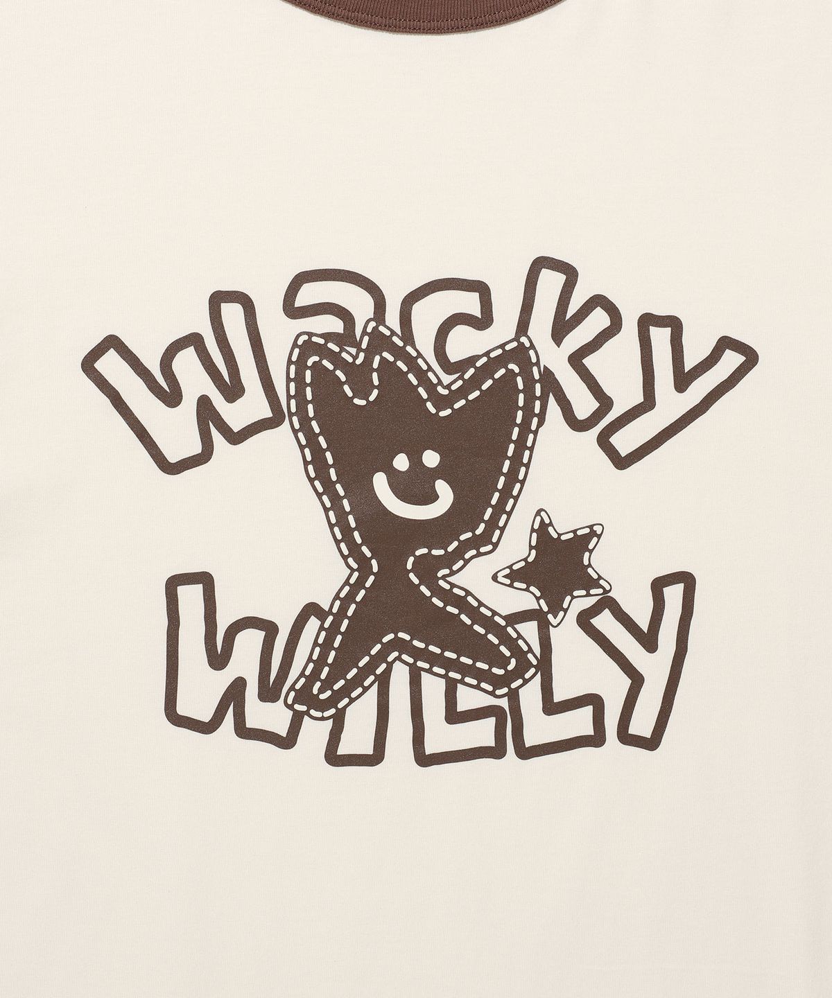 와키윌리(WACKY WILLY) 키키 링거 반팔티셔츠 브라운