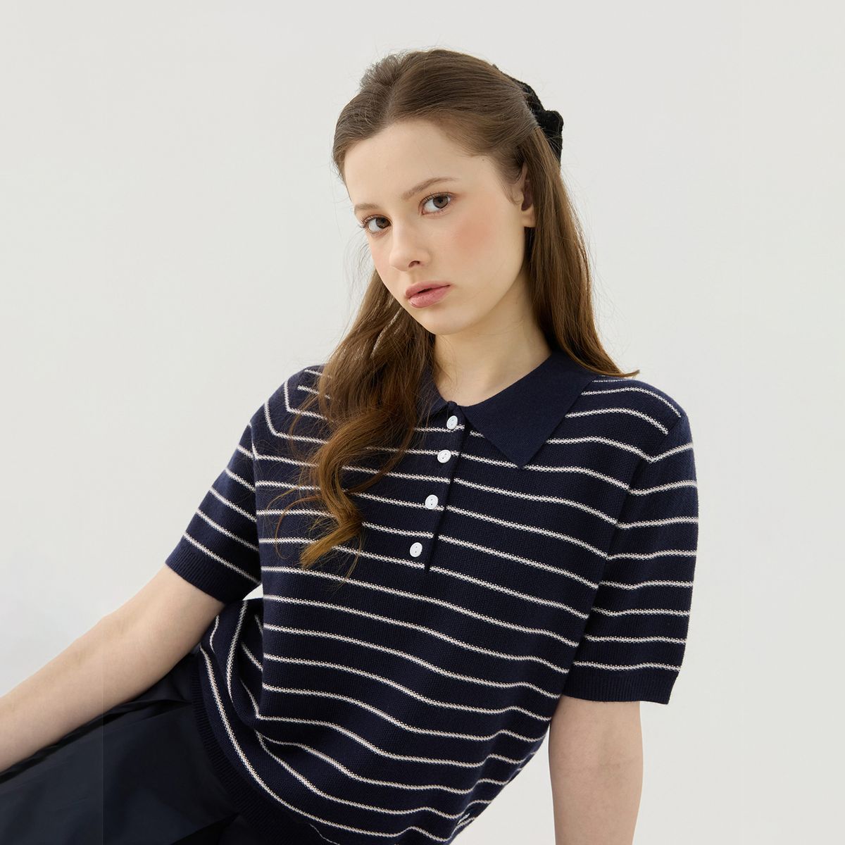 마틴골프(MARTINE GOLF) Stripe Collar Knit Pullover_NAVY