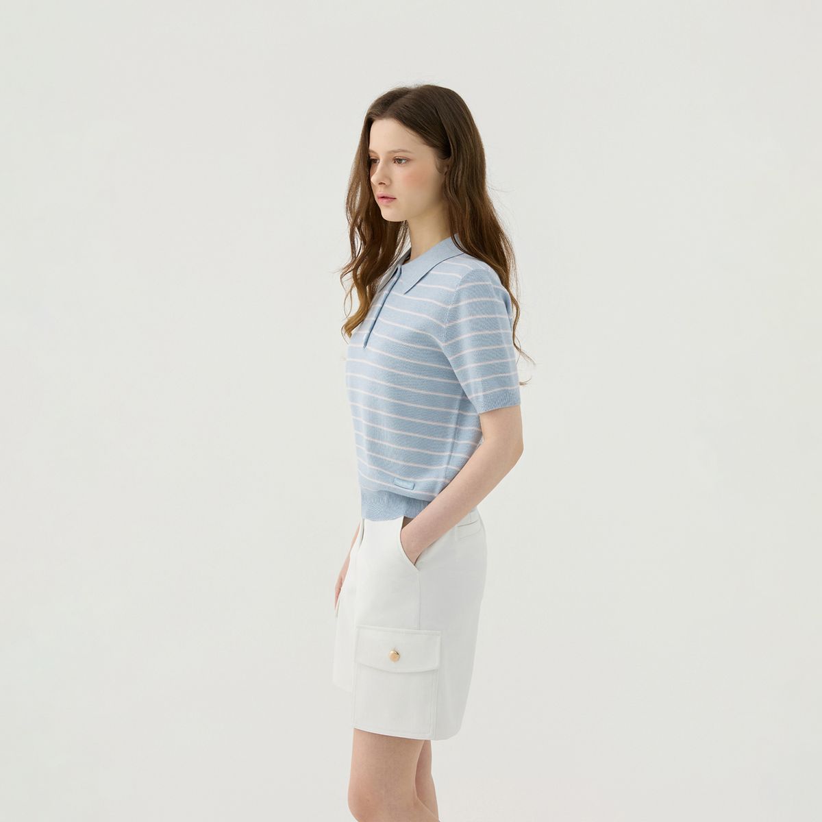 마틴골프(MARTINE GOLF) Stripe Collar Knit Pullover_BLUE