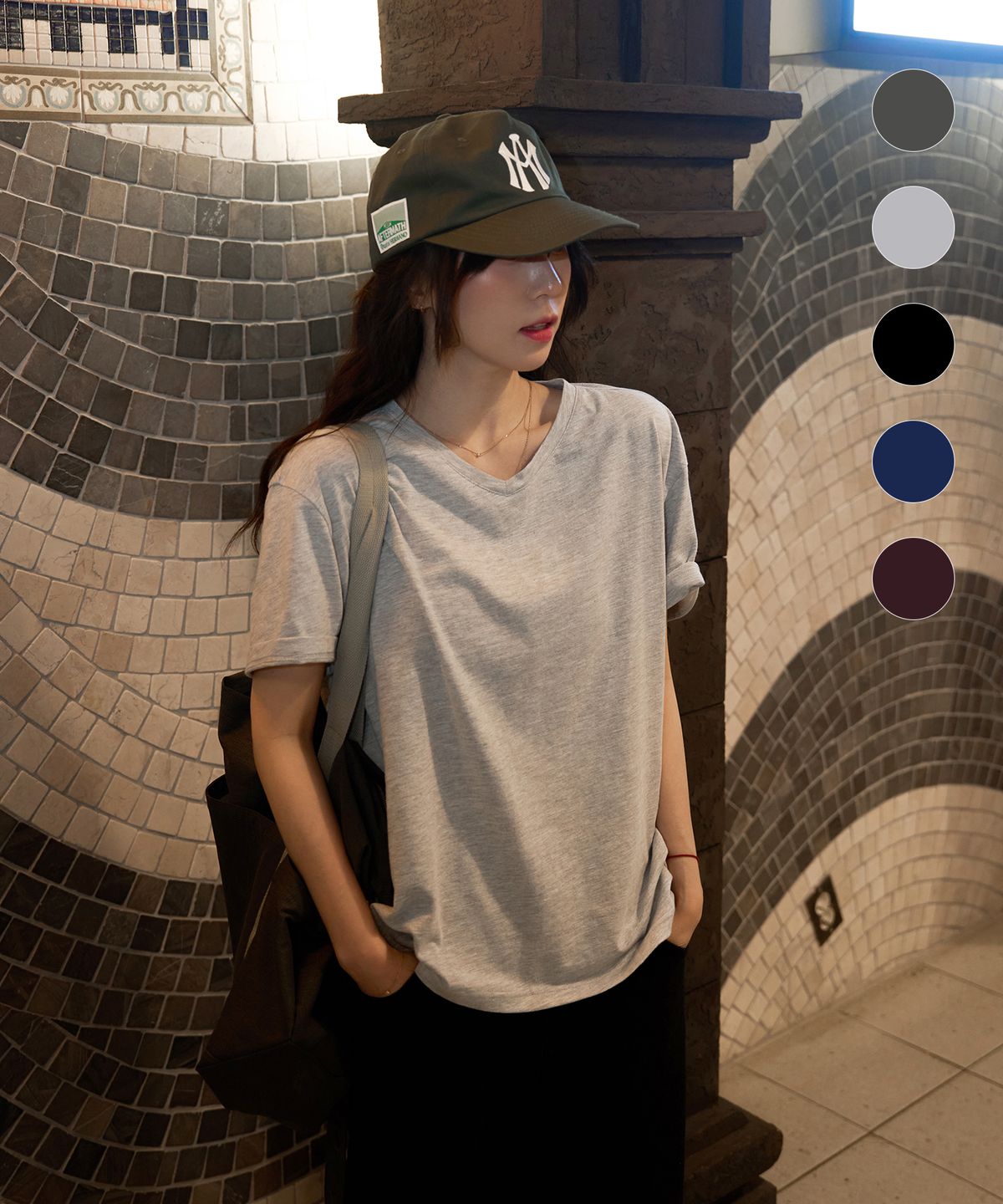 드로우핏(DRAW FIT) [스토커즈X드로우핏] 슬럽 코튼 브이넥 티셔츠 [5color]