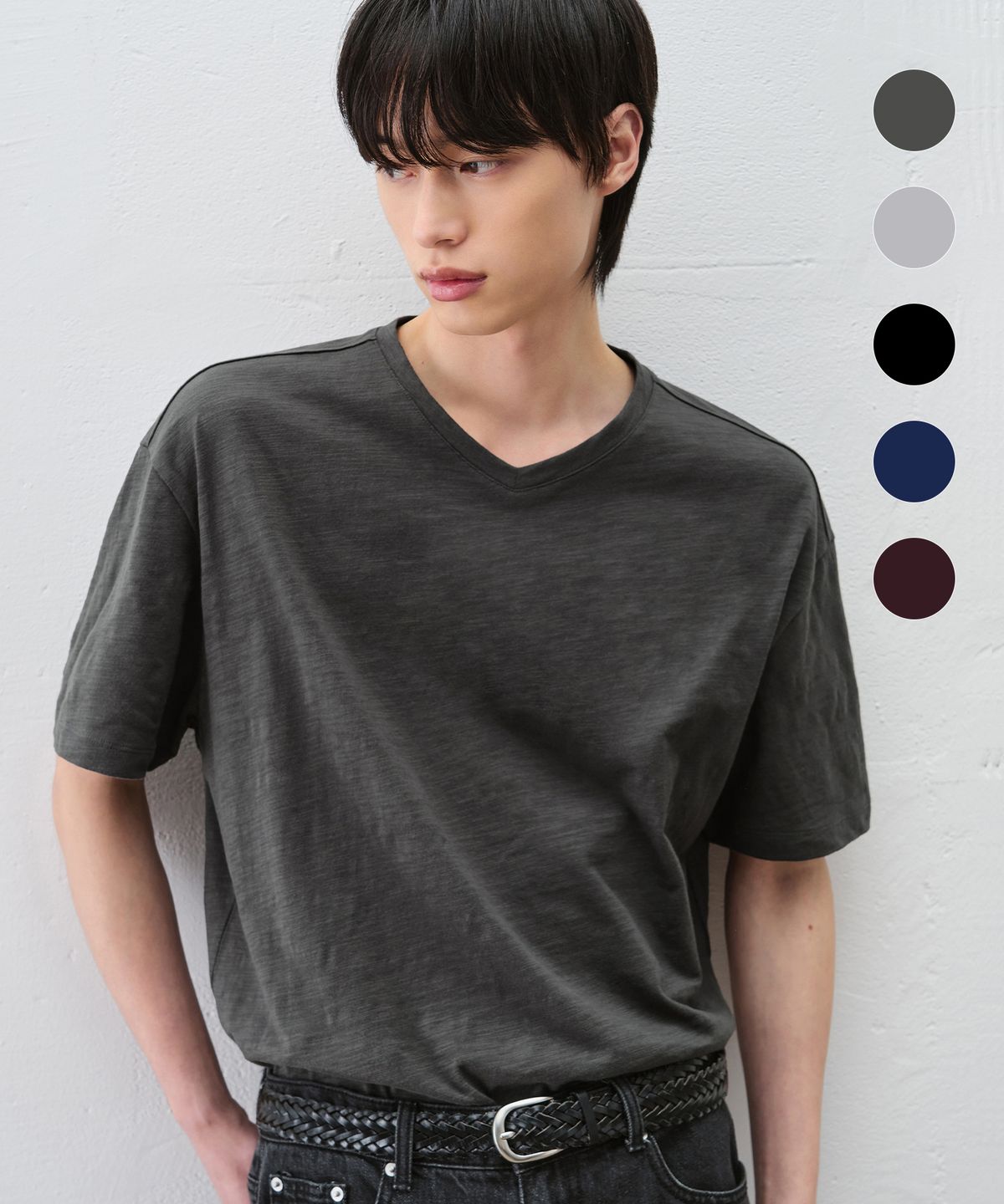 드로우핏(DRAW FIT) [스토커즈X드로우핏] 슬럽 코튼 브이넥 티셔츠 [5color]