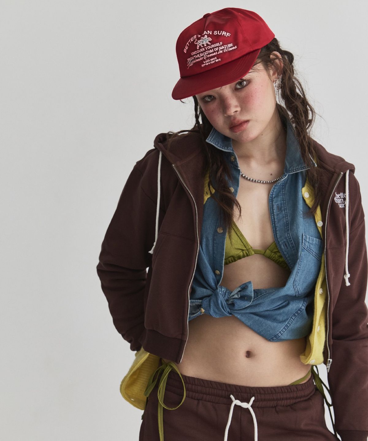 배러댄서프(BETTER THAN SURF) EUPHORIA CROP ZIPUP HOODIE - BROWN