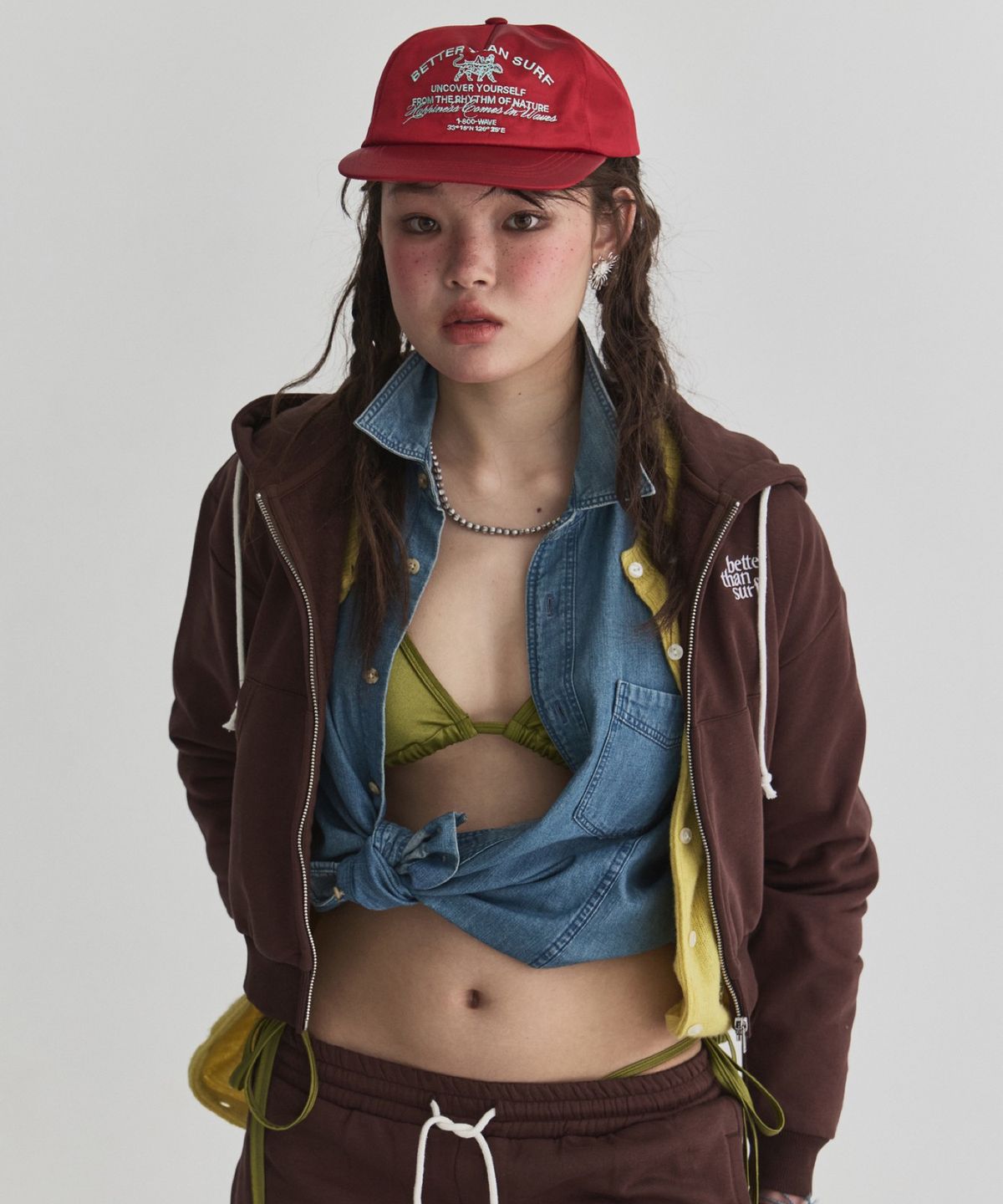 배러댄서프(BETTER THAN SURF) EUPHORIA CROP ZIPUP HOODIE - BROWN