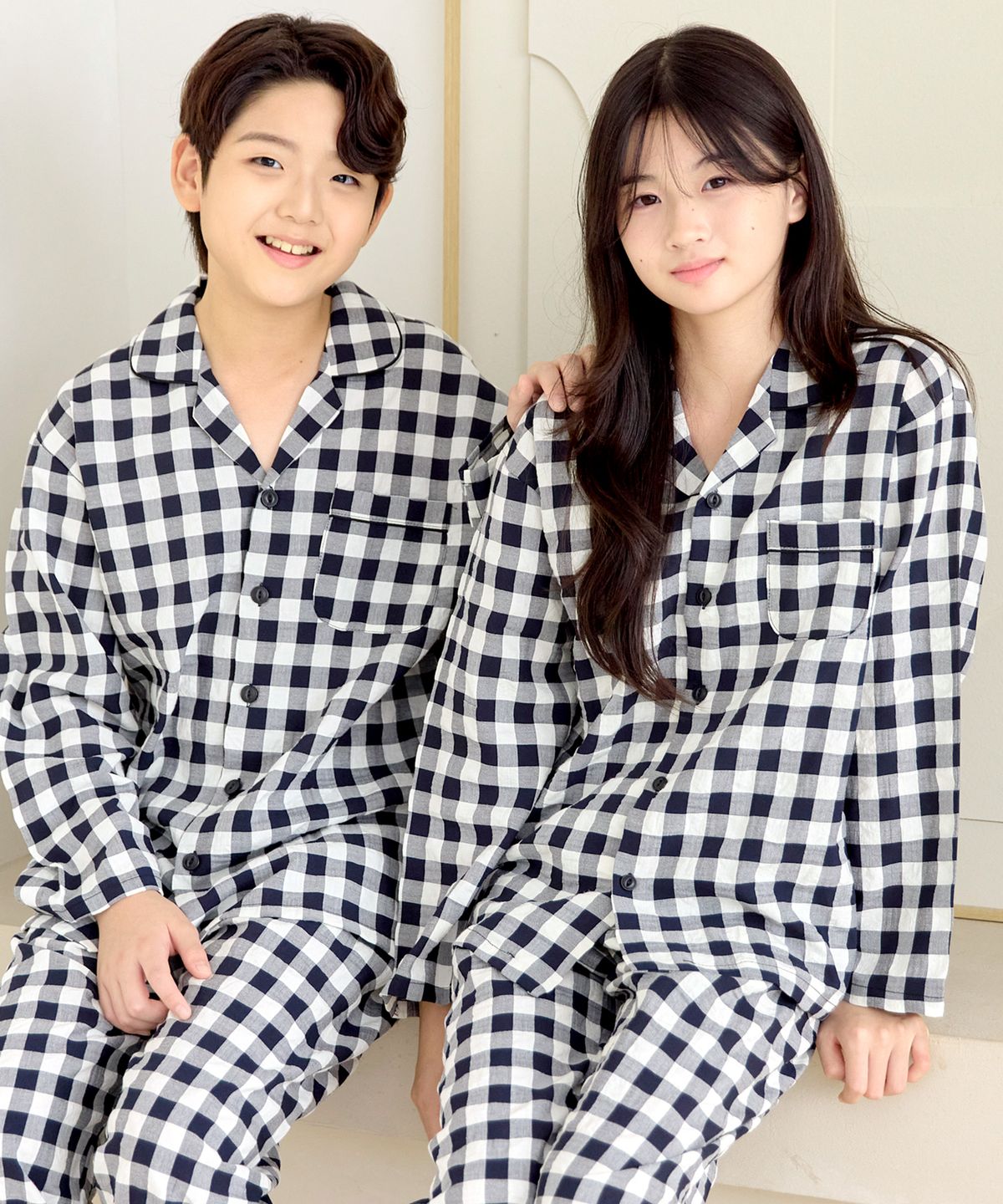 핑코코(PINGCOCO) 2074 베리체크 긴팔 주니어 잠옷 파자마세트