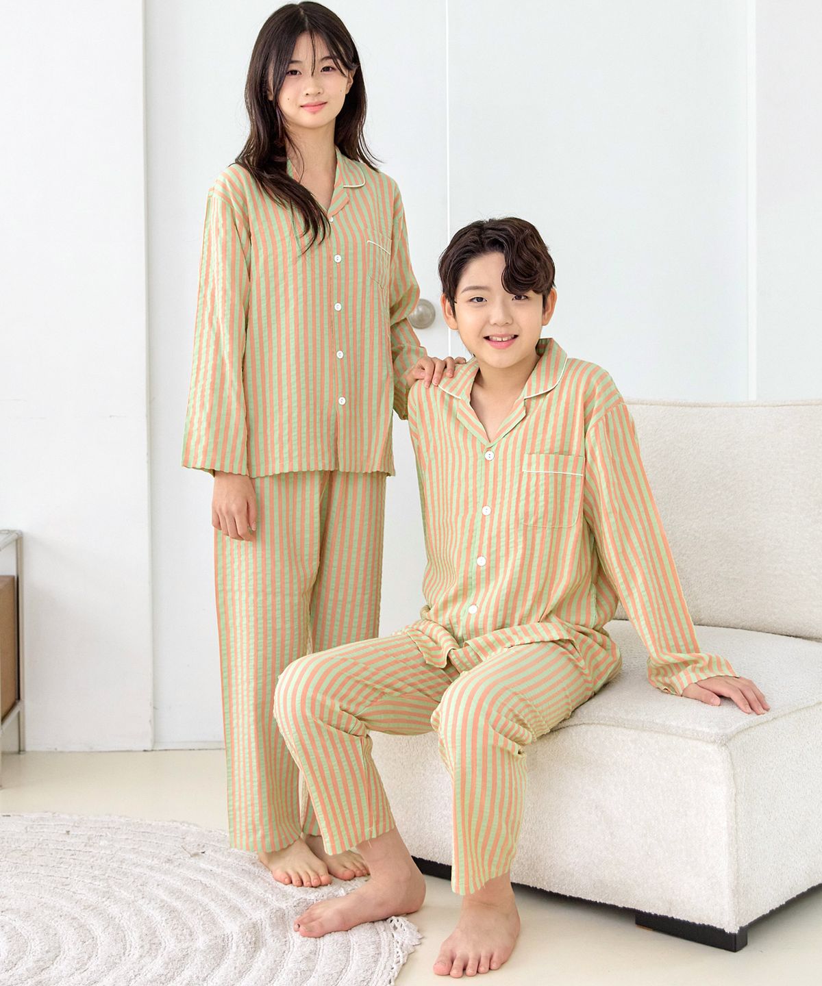 핑코코(PINGCOCO) 2101 민트스트 긴팔 주니어 잠옷 파자마세트