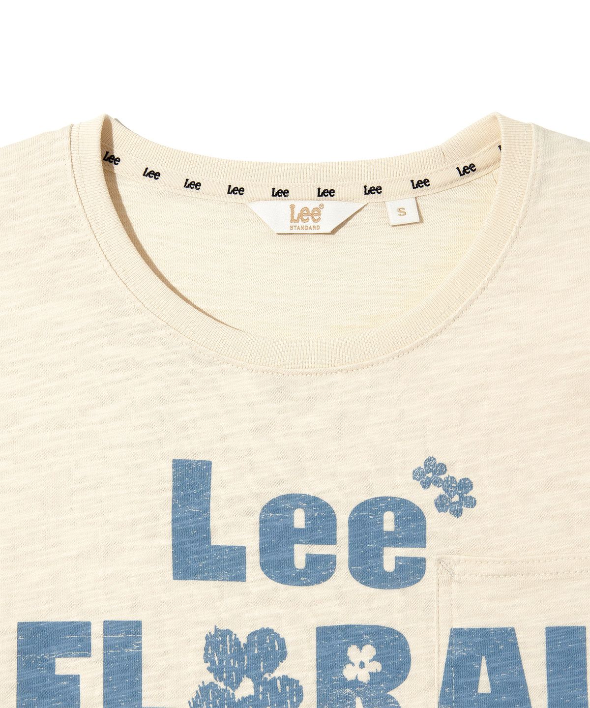 리(LEE) 우먼 타이포 포켓 티셔츠 크림