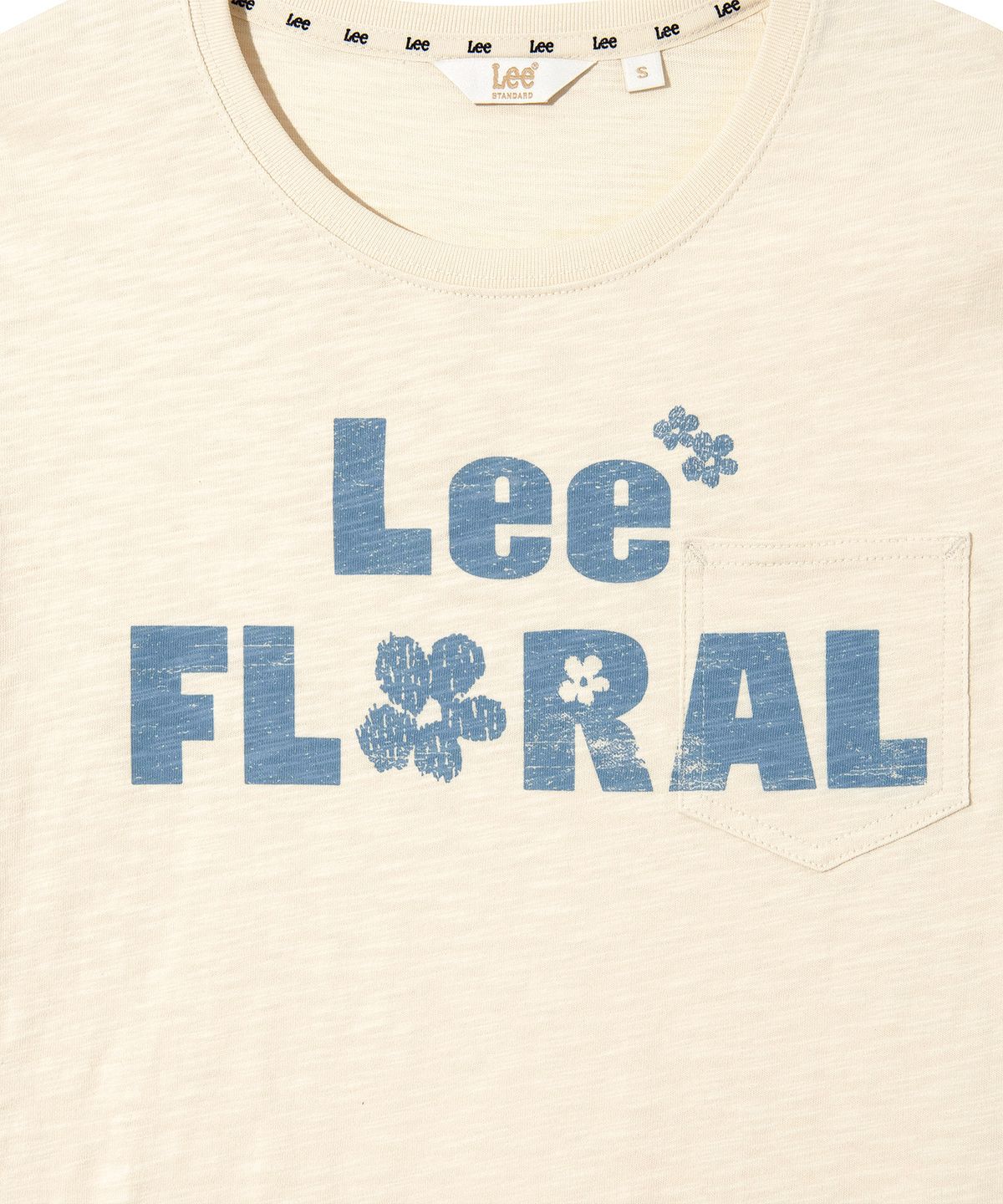 리(LEE) 우먼 타이포 포켓 티셔츠 크림