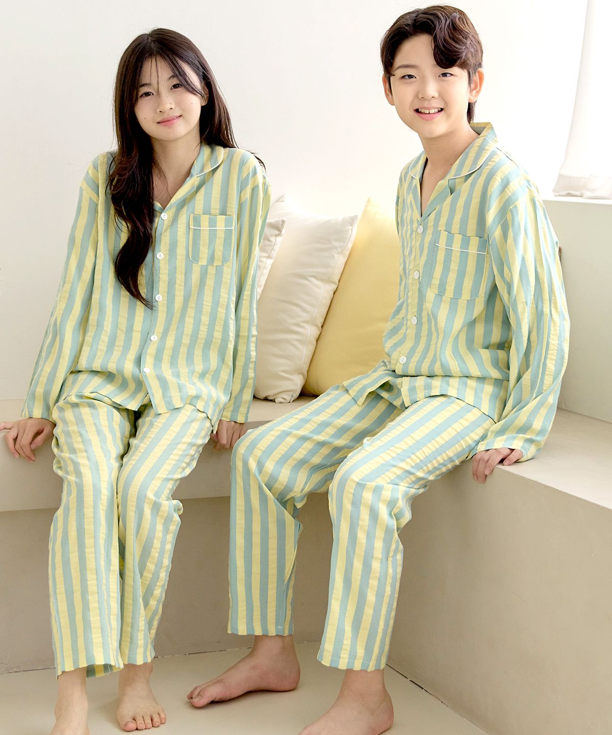 핑코코(PINGCOCO) 2103 옐로스트 긴팔 주니어 잠옷 파자마세트