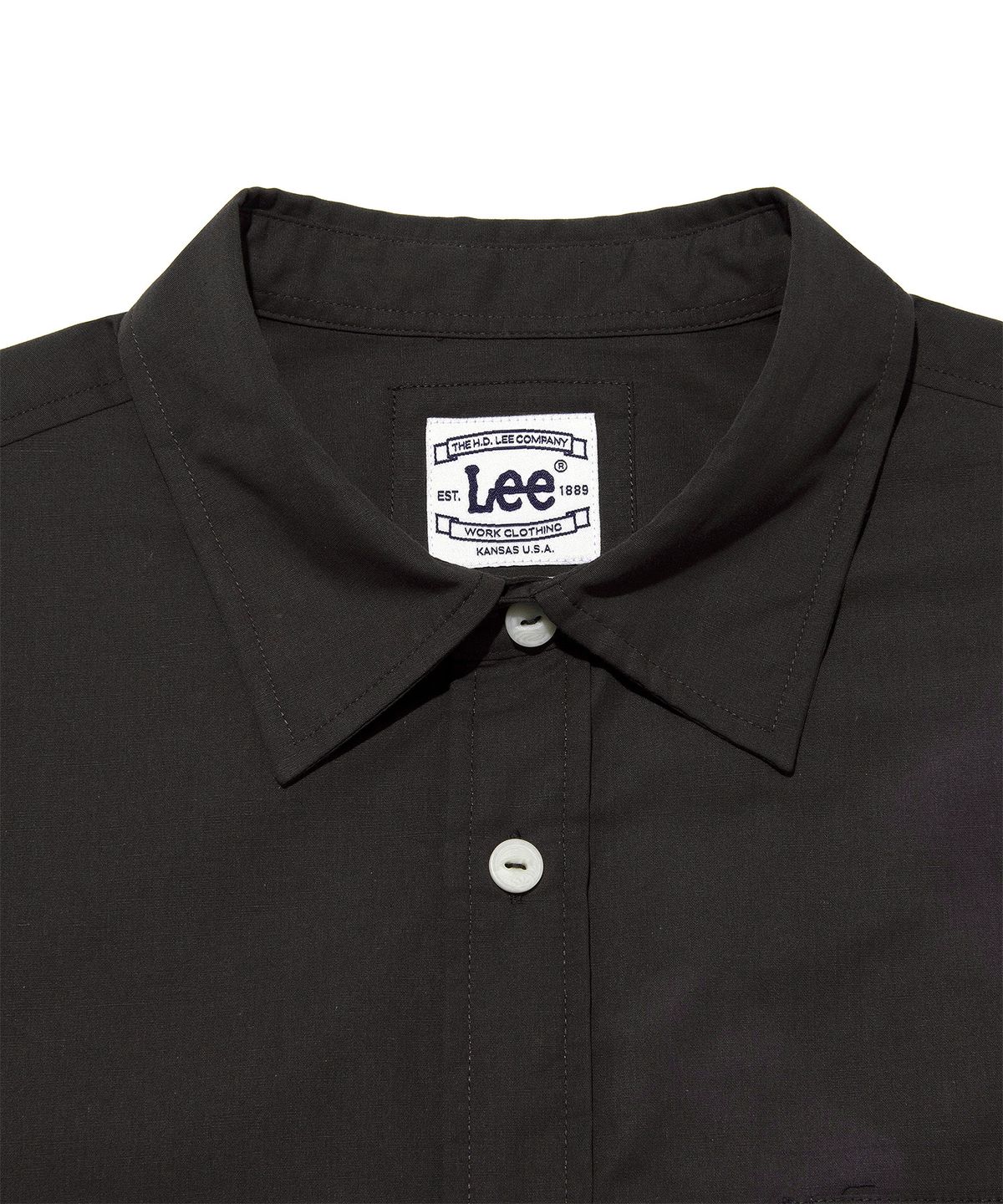 리(LEE) 로코 포켓 코튼 린넨 반팔 셔츠 챠콜