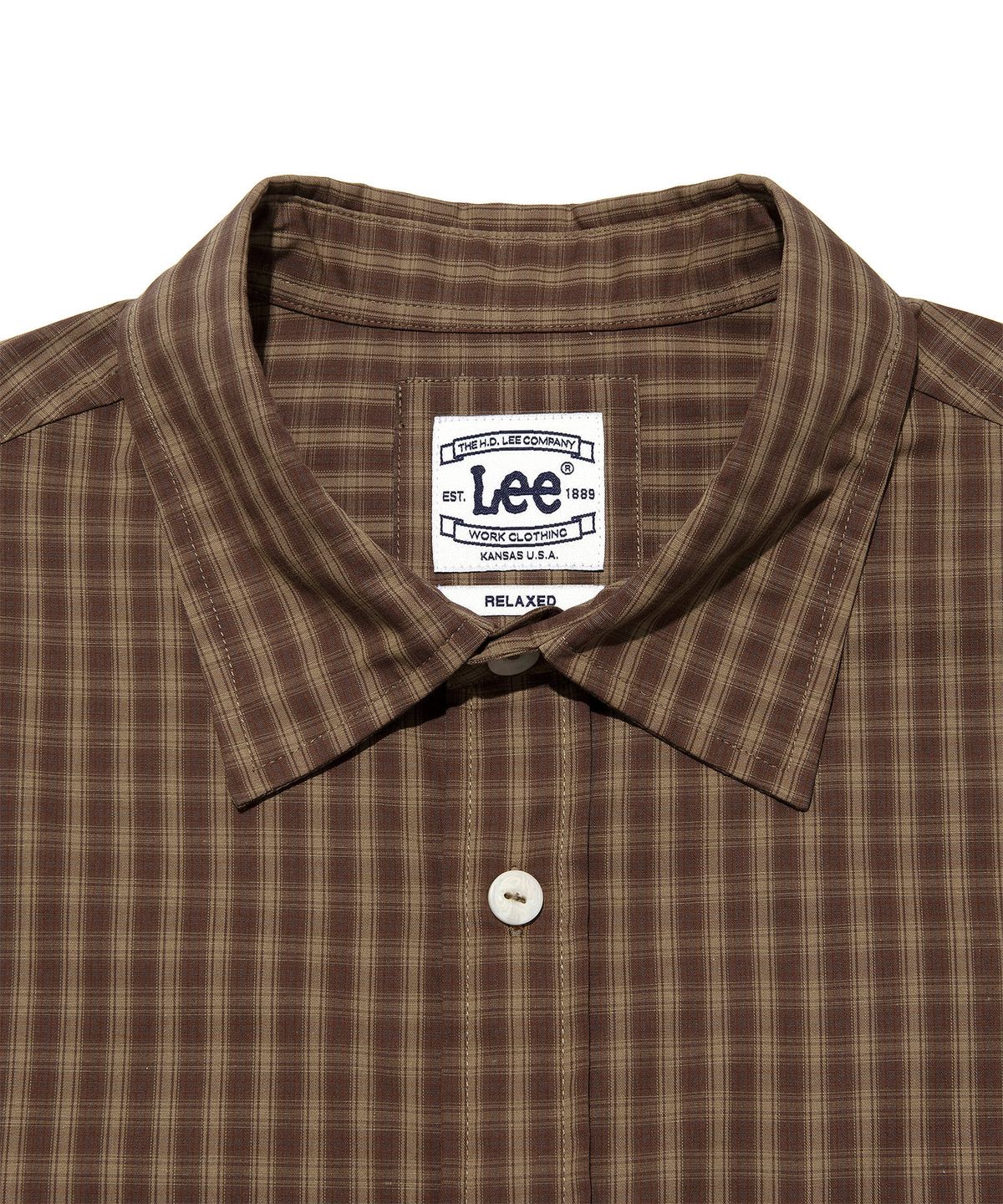 리(LEE) 로코 포켓 코튼 린넨 반팔 셔츠 브라운