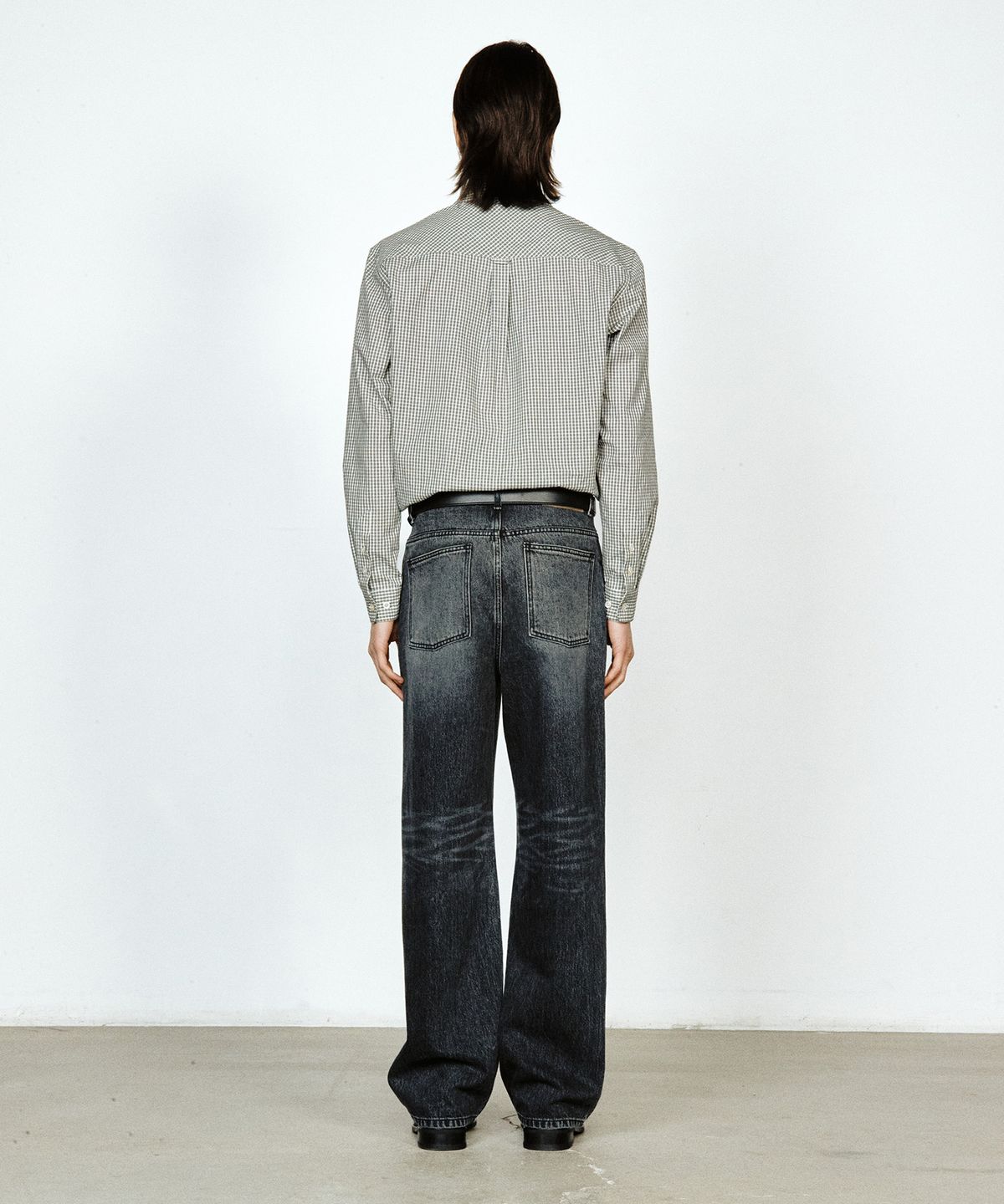 유지(YUJI) MICRO CHECK SHIRT BLACK