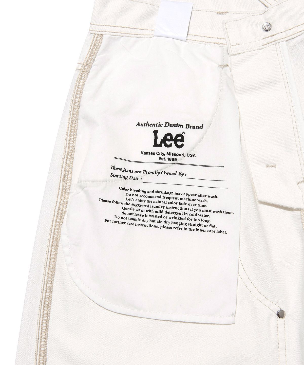 리(LEE) 더블니 페인터 데님 쇼츠 에크루