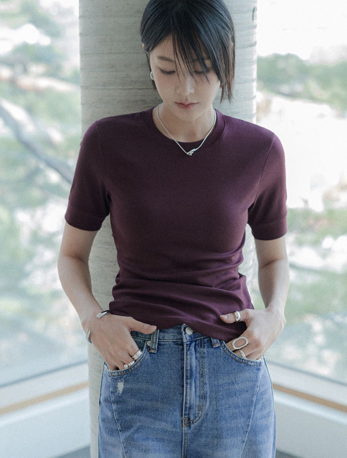 메무아(MEMUA) 에딘 5부 모달 티셔츠