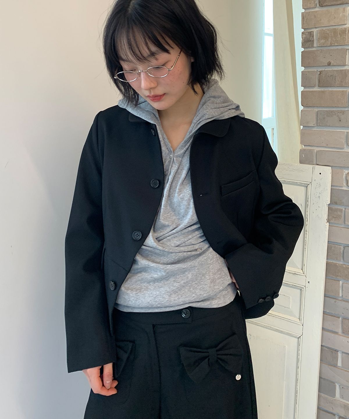 론론(RONRON) ROUND COLLAR BLAZER JACKET BLACK