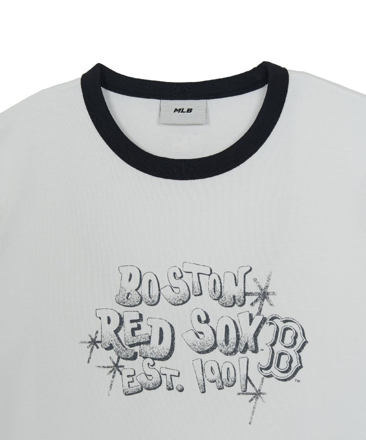 엠엘비(MLB) 레터 그래픽 레귤러핏 링거 티셔츠 BOS (White)