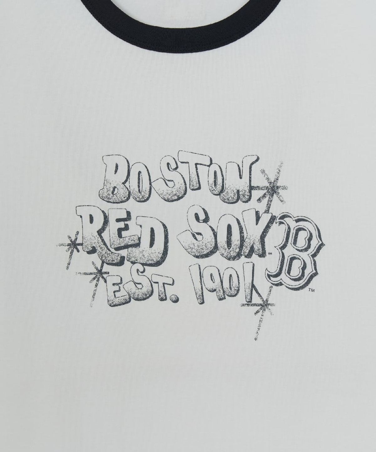 엠엘비(MLB) 레터 그래픽 레귤러핏 링거 티셔츠 BOS (White)