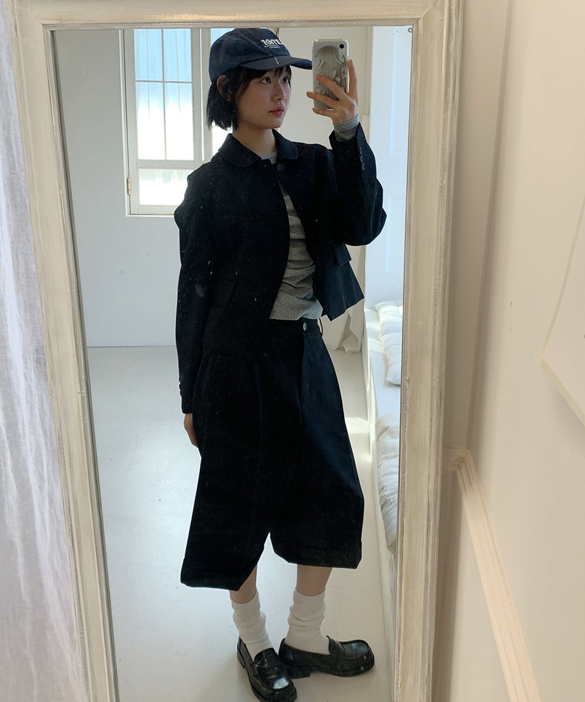 론론(RONRON) RELAXED BANDING HALF PANTS BLACK