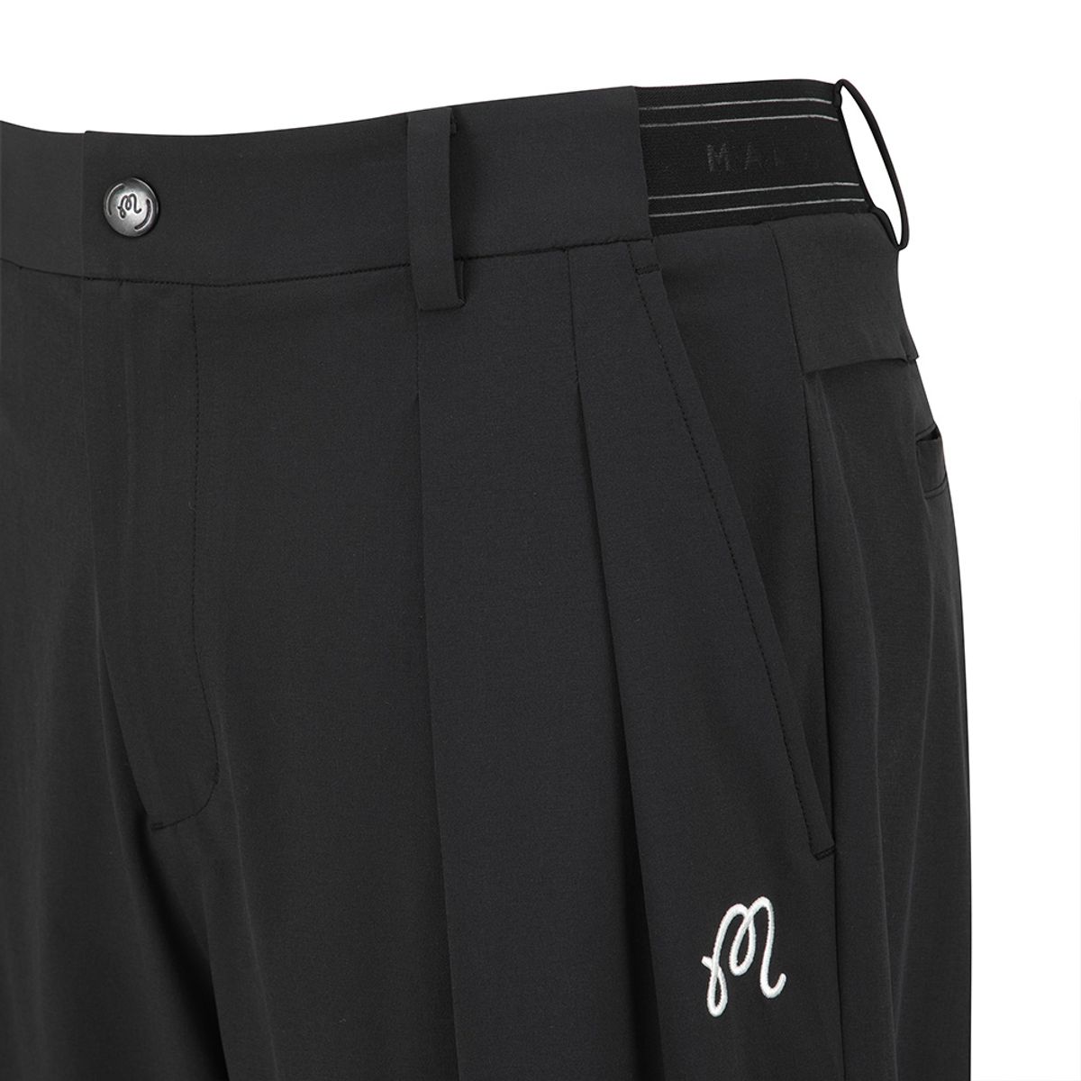 말본 골프(MALBON GOLF) 투턱 세미 와이드 팬츠 BLACK (MAN)