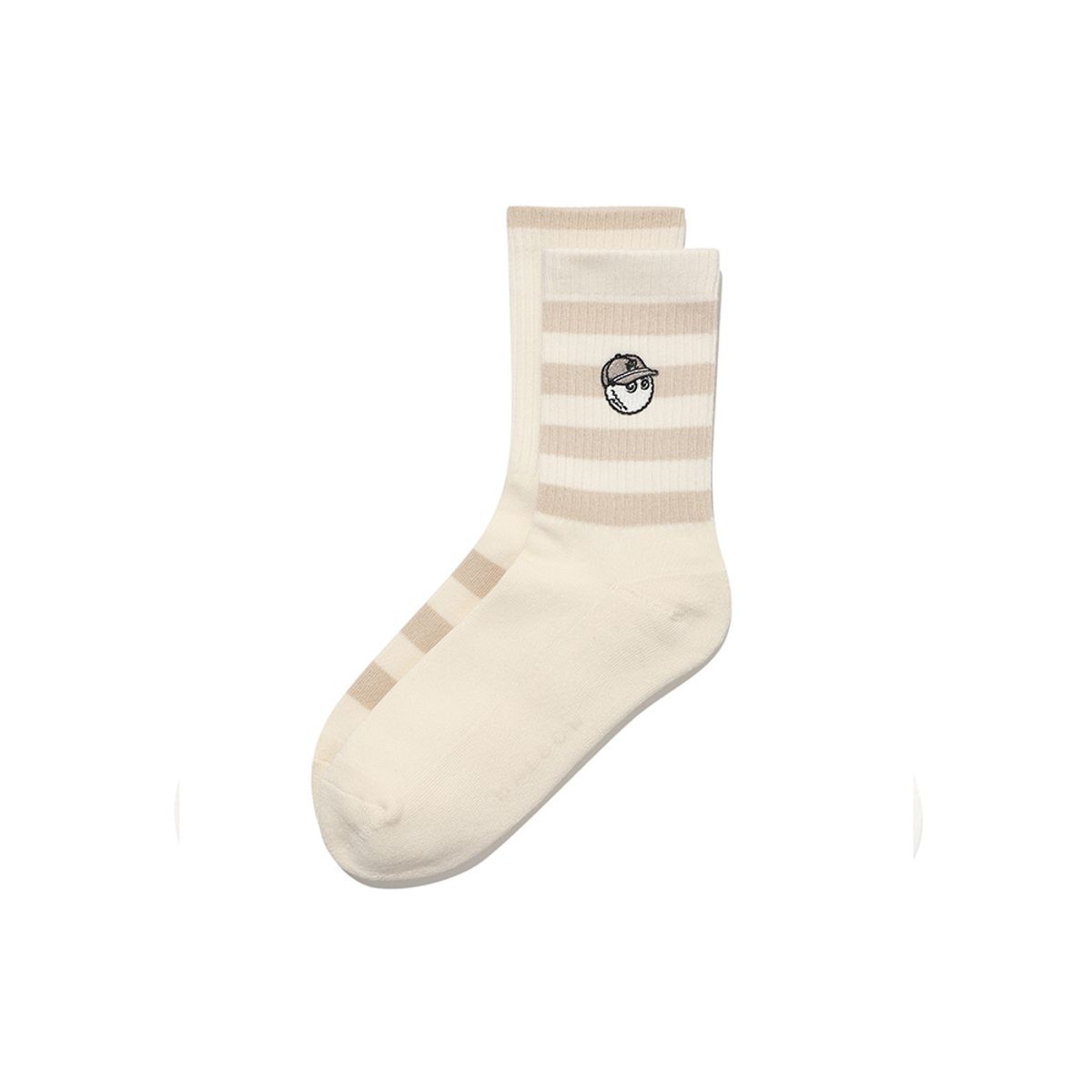 말본 골프(MALBON GOLF) 언발란스 스트라이프 와펜 크루 삭스 BEIGE