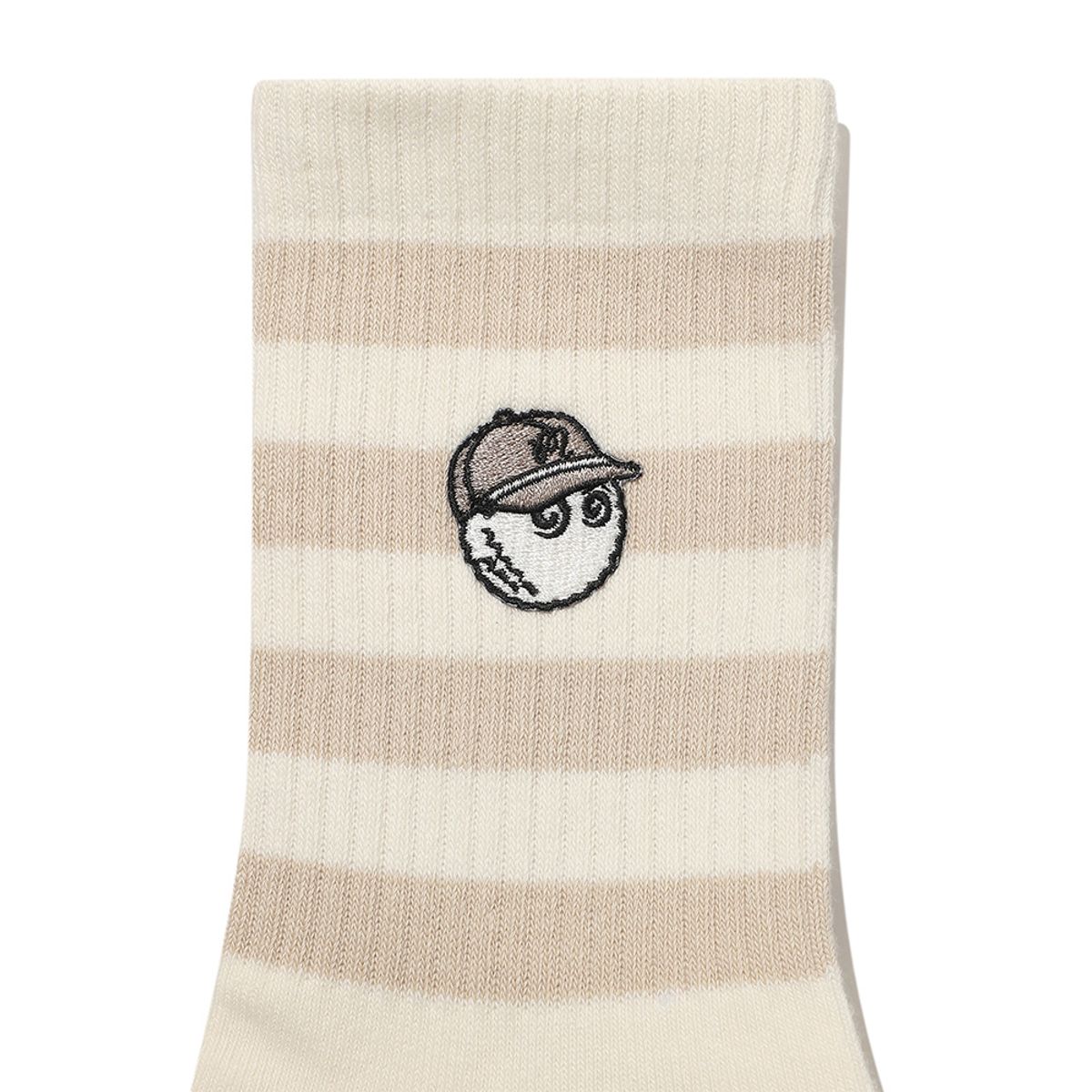 말본 골프(MALBON GOLF) 언발란스 스트라이프 와펜 크루 삭스 BEIGE