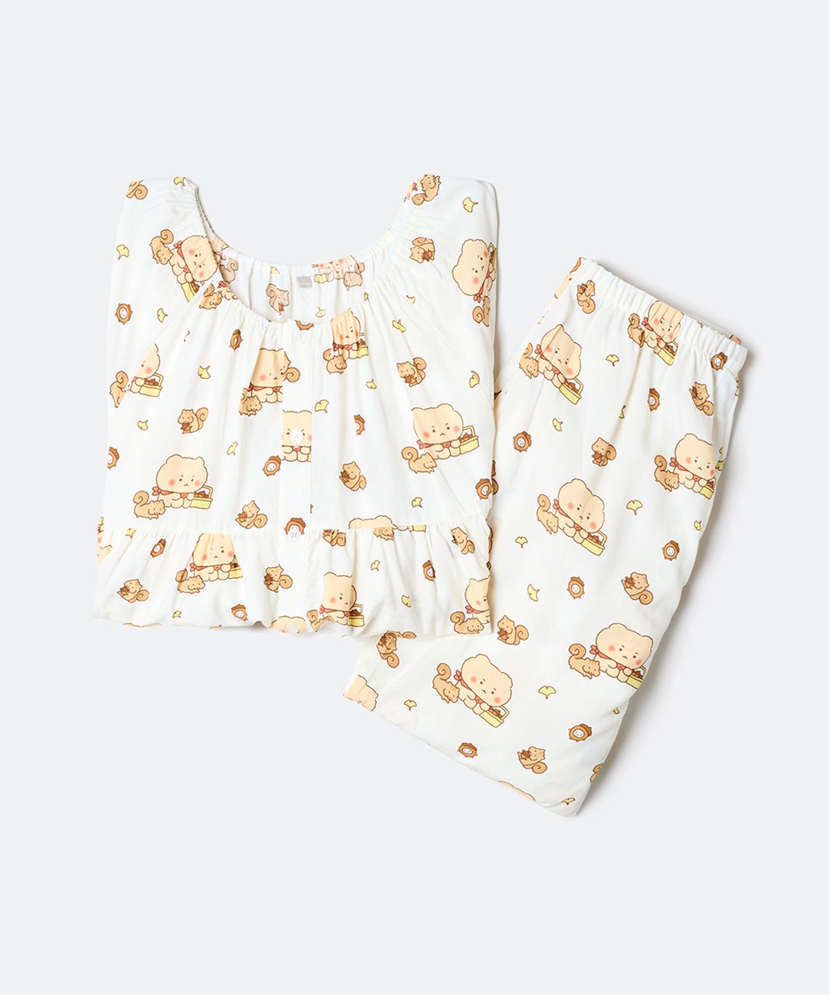 스파오(SPAO) [망그러진곰] 셔링 파자마(IVORY)_SPPPG23U08